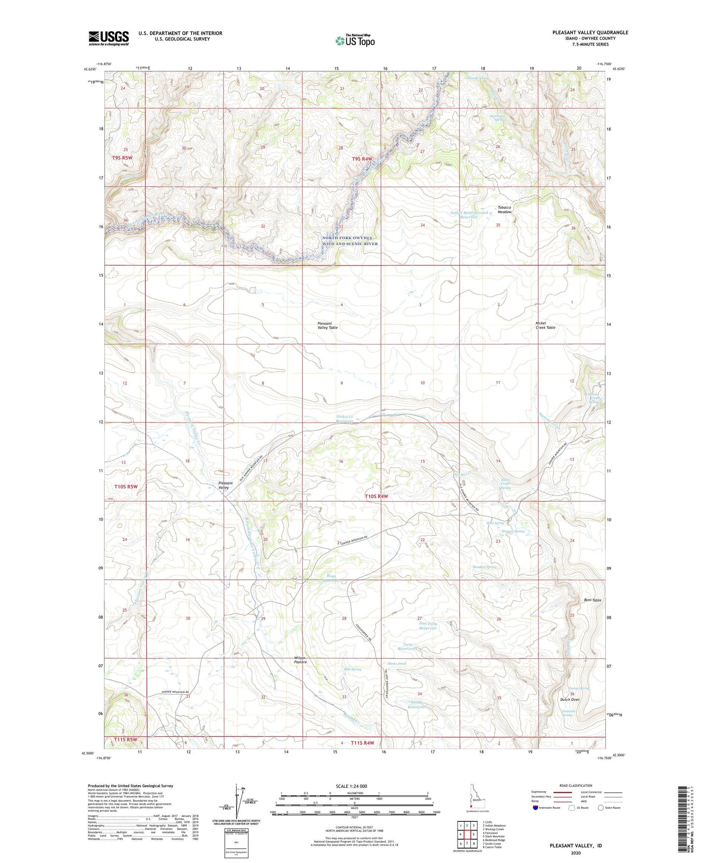 Pleasant Valley Idaho US Topo Map Image