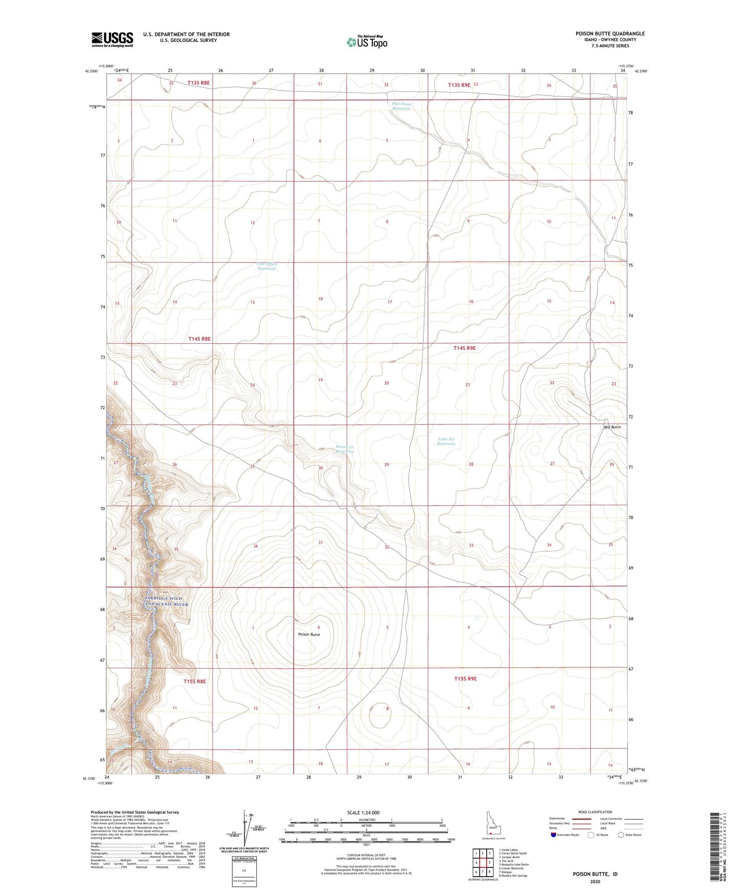 Poison Butte Idaho US Topo Map Image