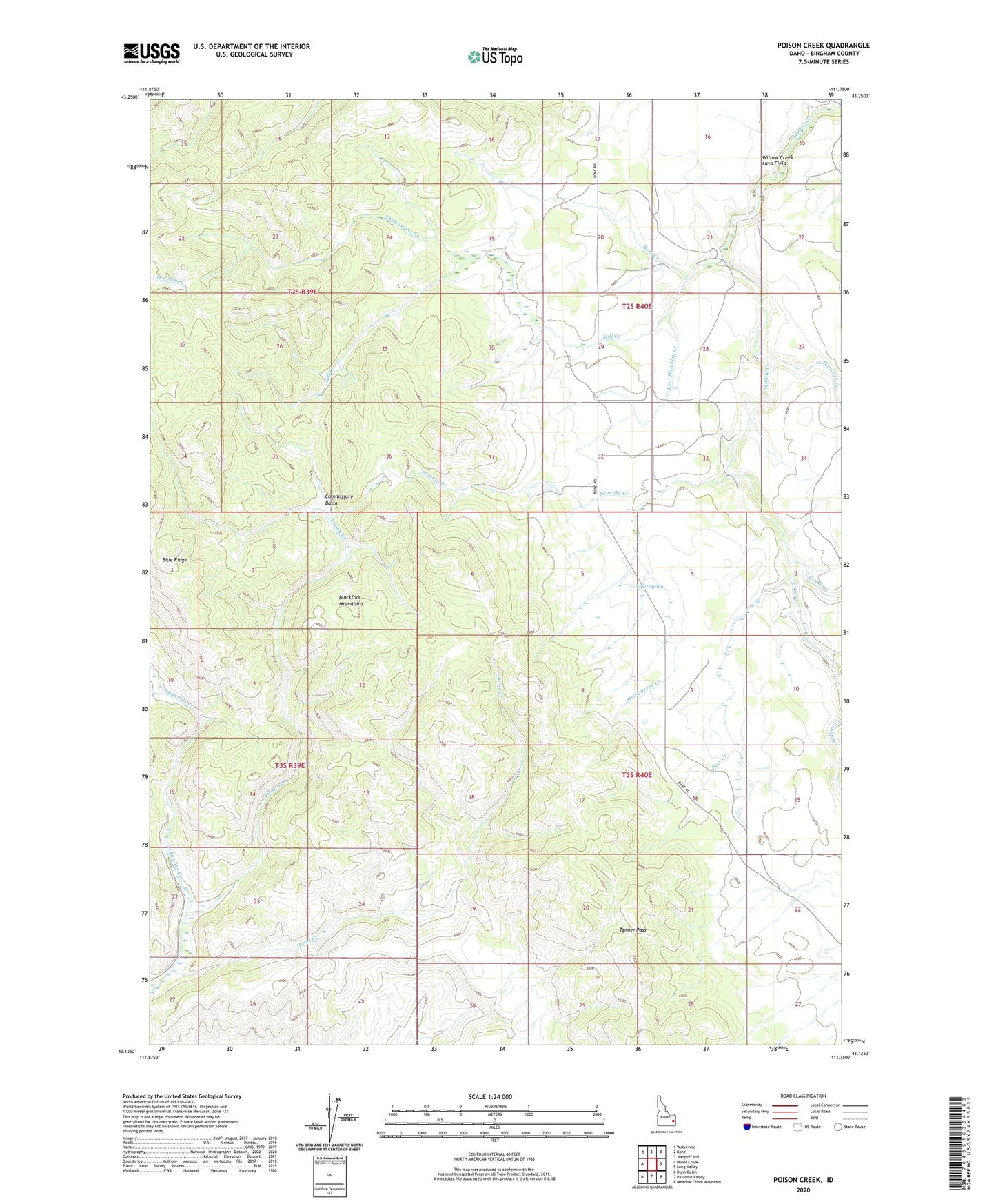 Poison Creek Idaho US Topo Map Image