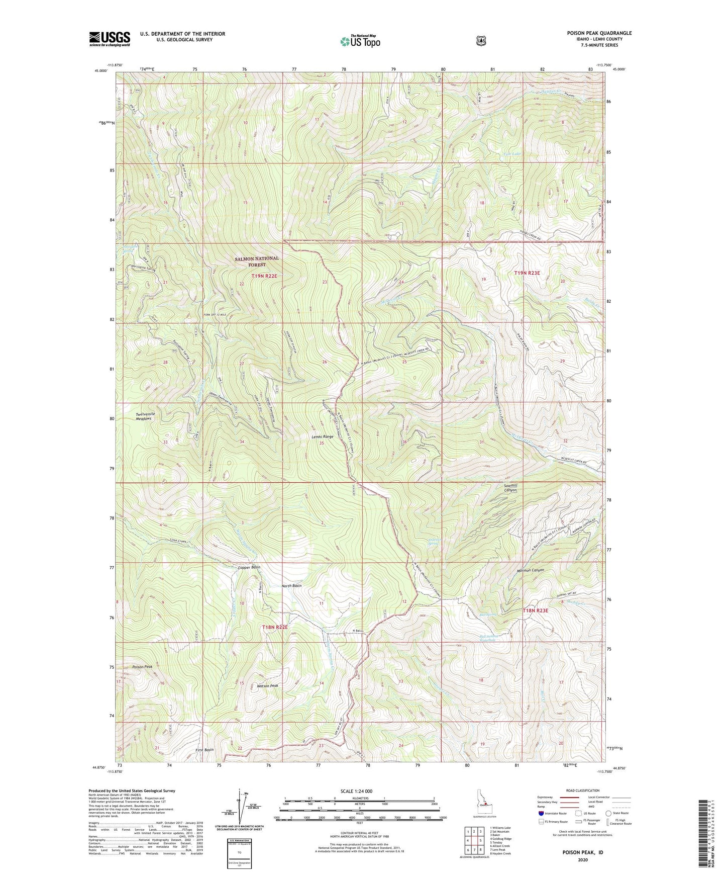 Poison Peak Idaho US Topo Map Image