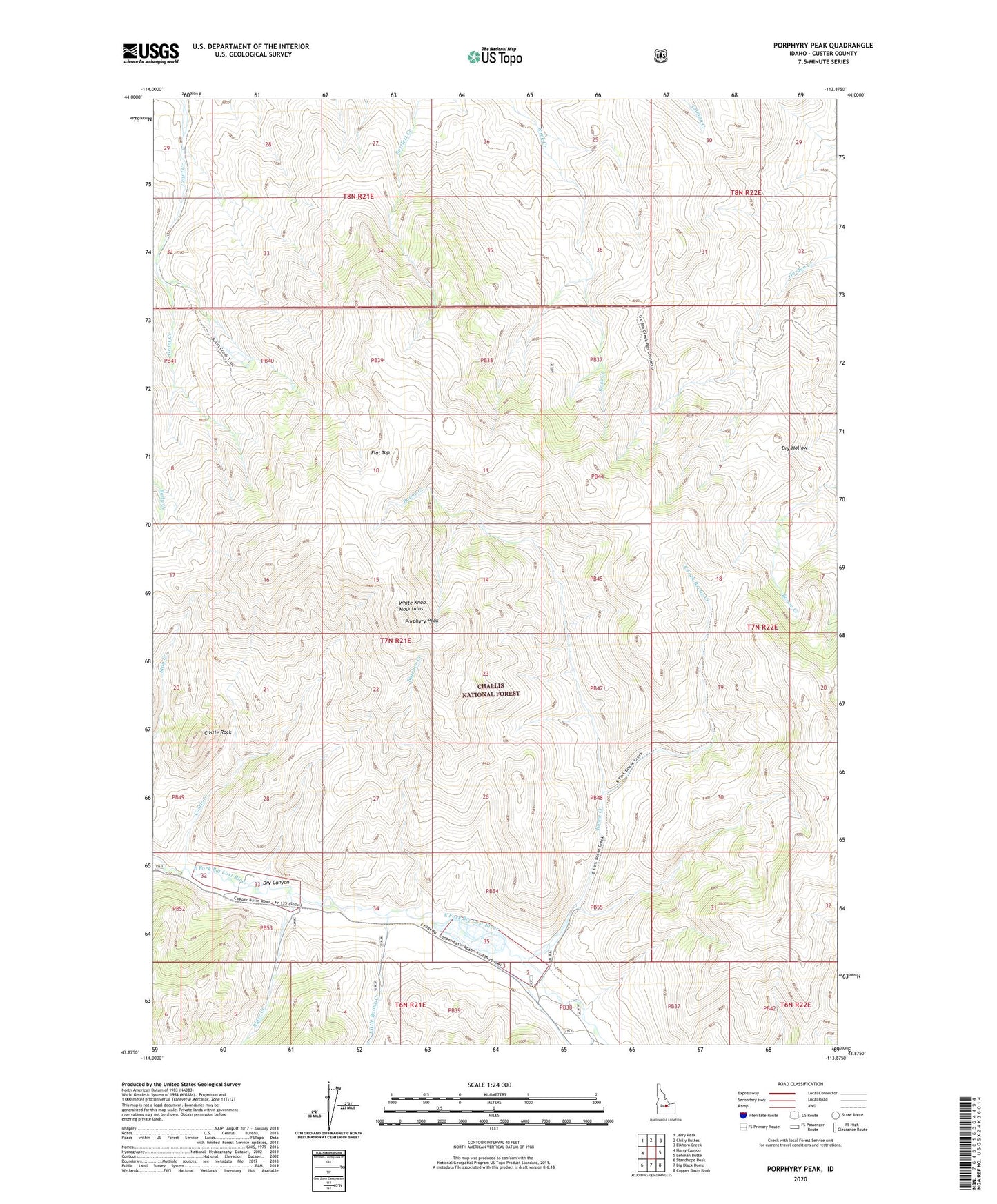 Porphyry Peak Idaho US Topo Map Image