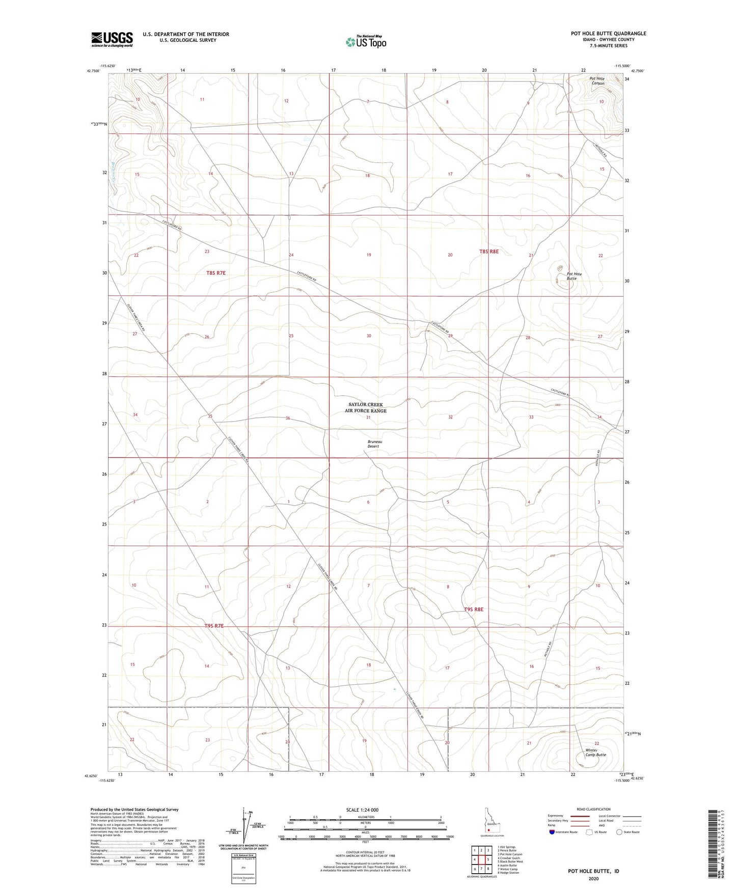 Pot Hole Butte Idaho US Topo Map Image