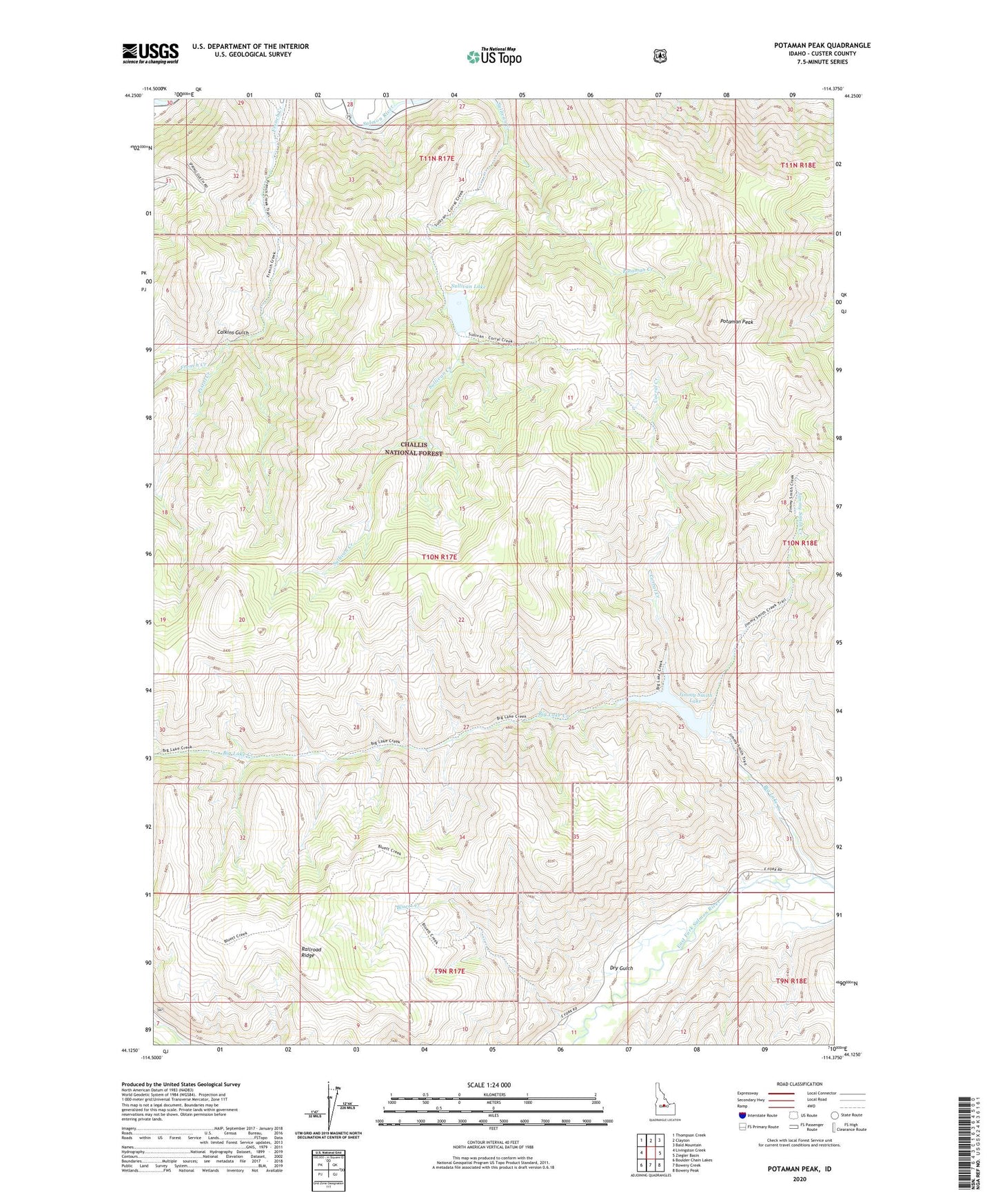 Potaman Peak Idaho US Topo Map Image