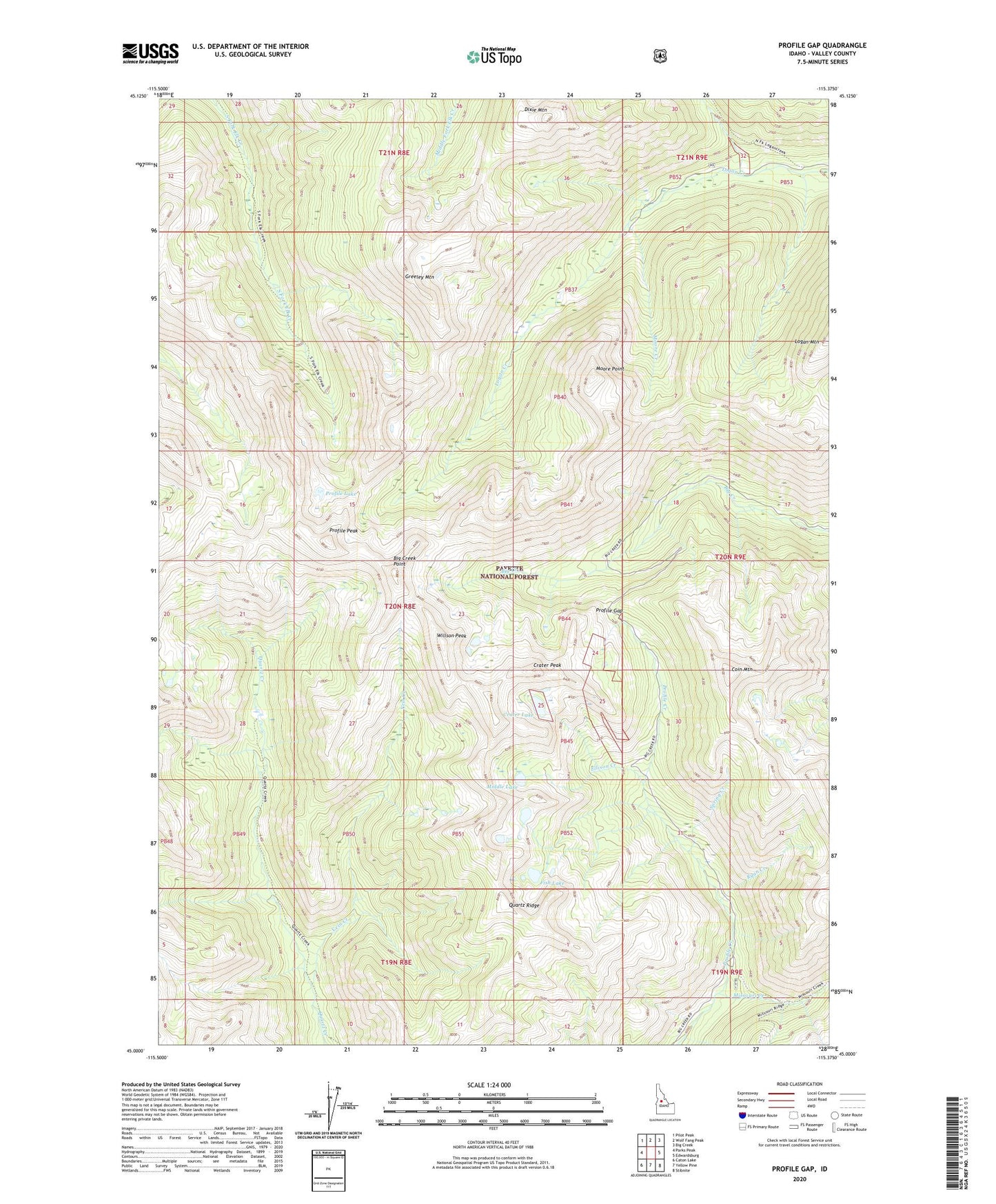 Profile Gap Idaho US Topo Map Image