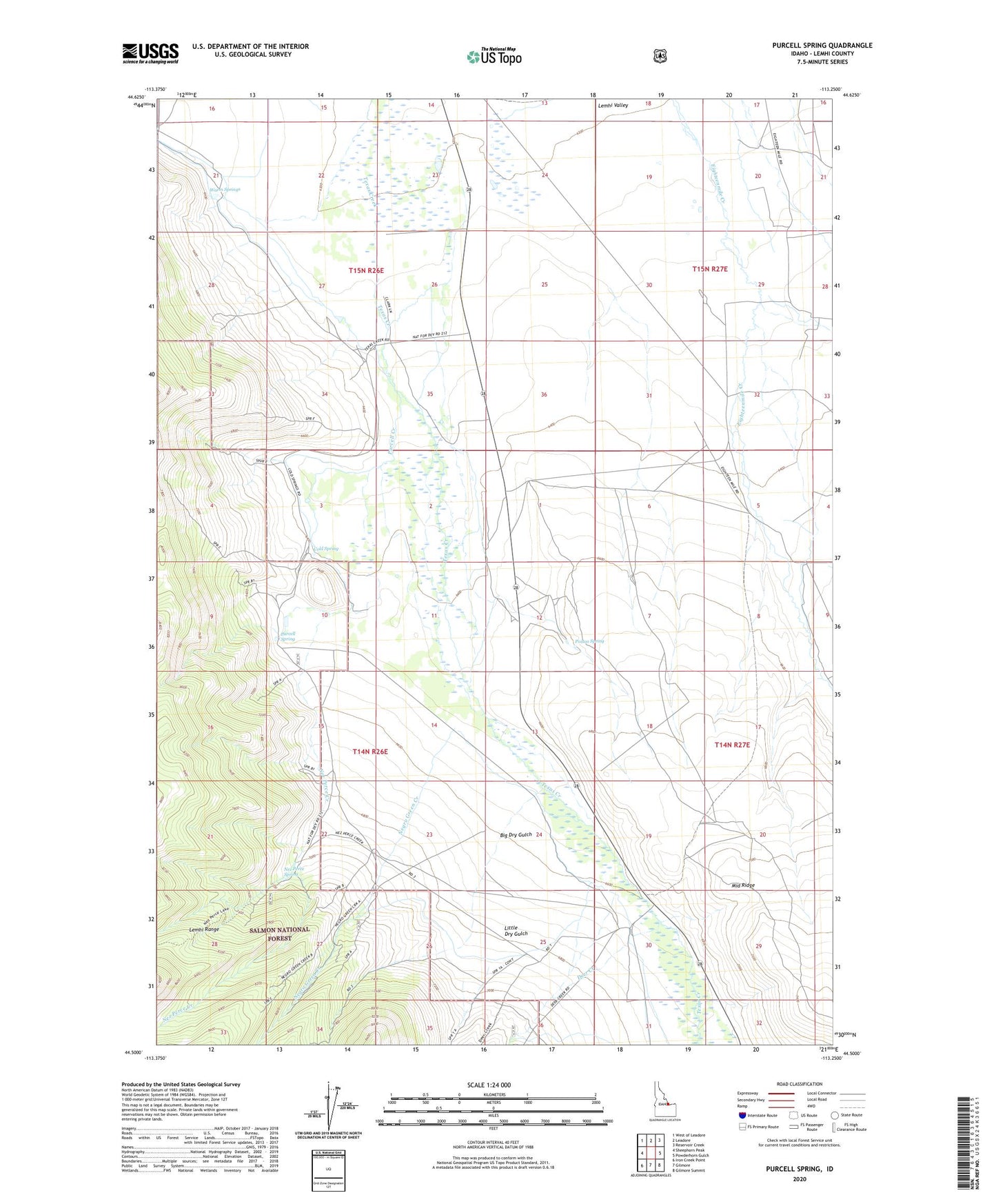 Purcell Spring Idaho US Topo Map Image