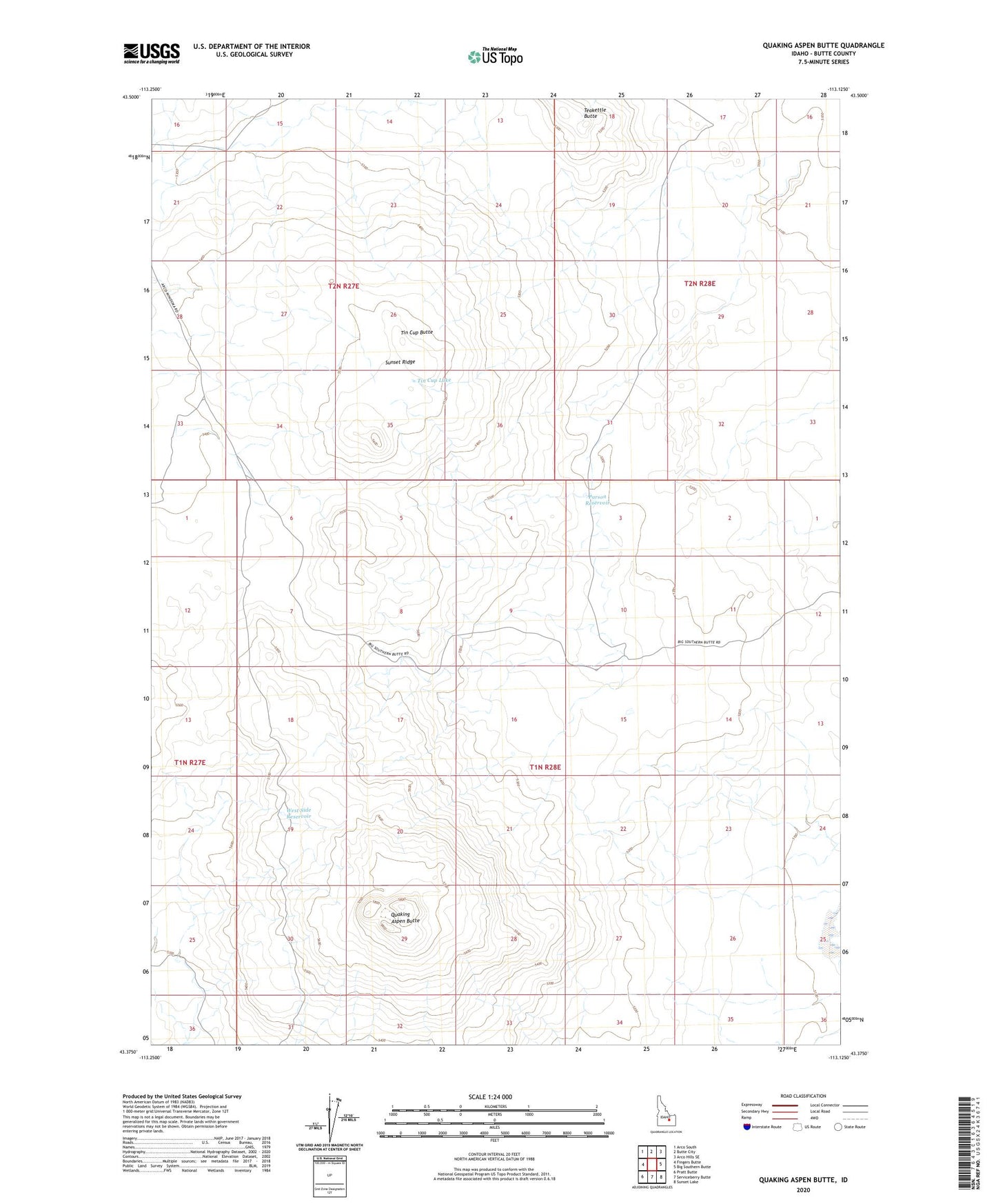 Quaking Aspen Butte Idaho US Topo Map Image
