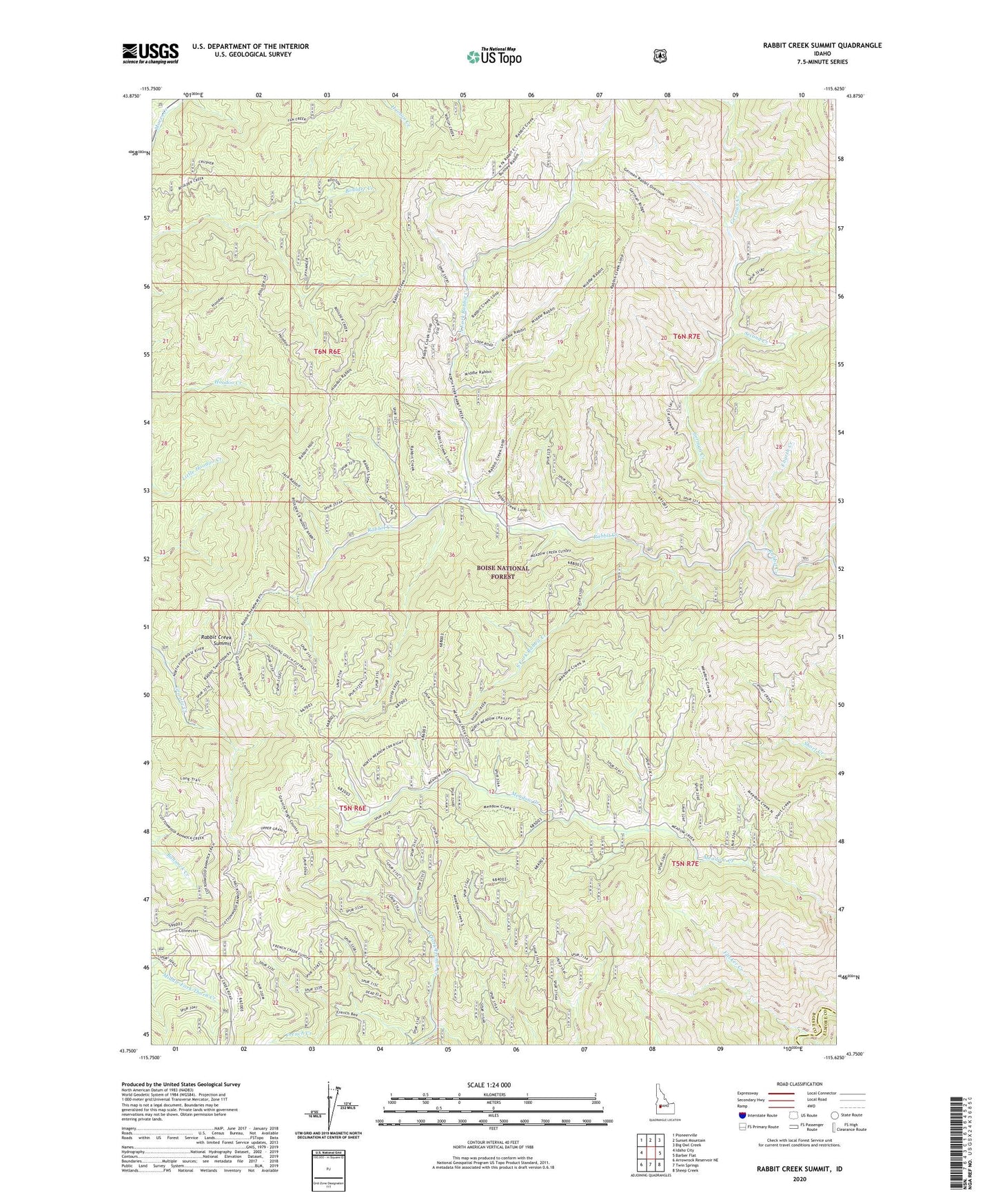 Rabbit Creek Summit Idaho US Topo Map Image