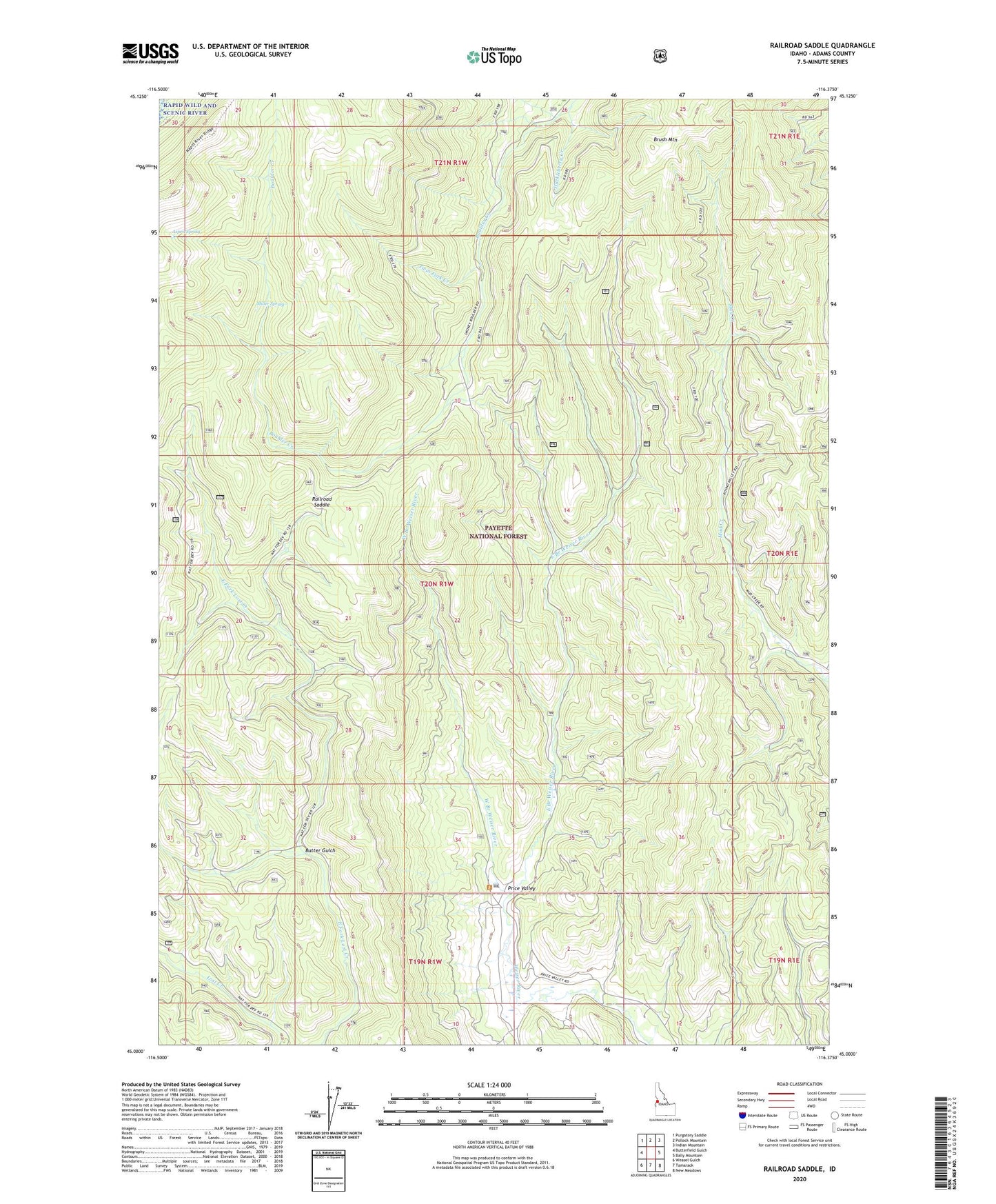 Railroad Saddle Idaho US Topo Map Image