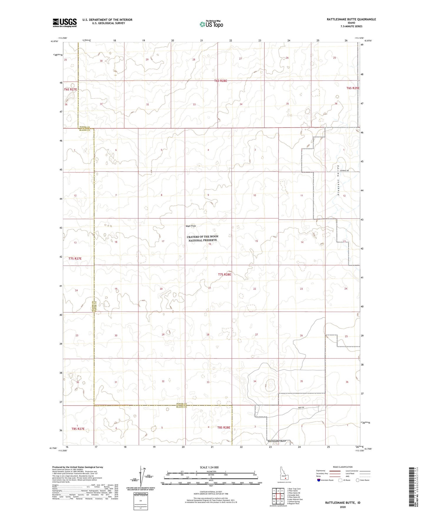 Rattlesnake Butte Idaho US Topo Map Image