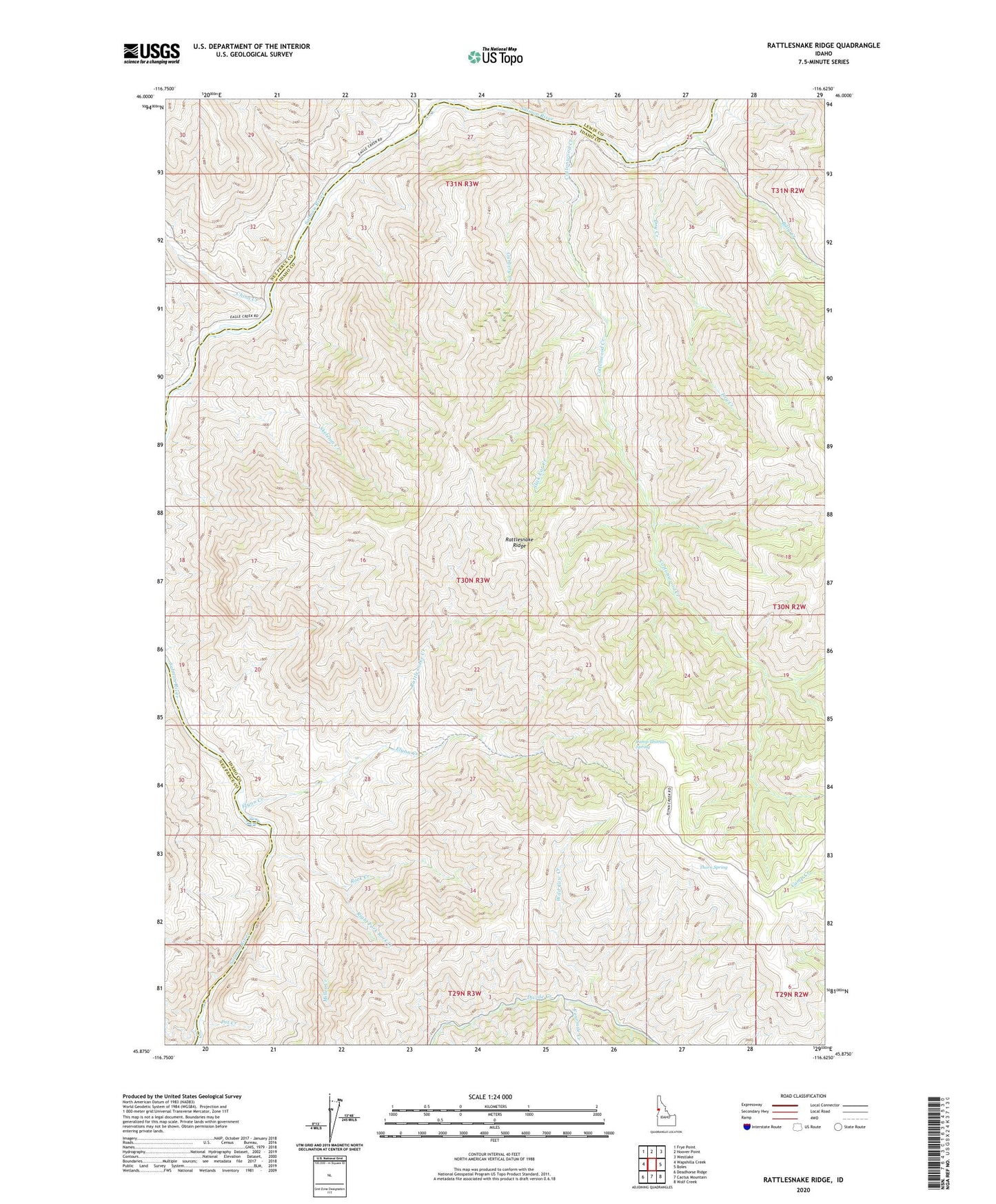 Rattlesnake Ridge Idaho US Topo Map Image