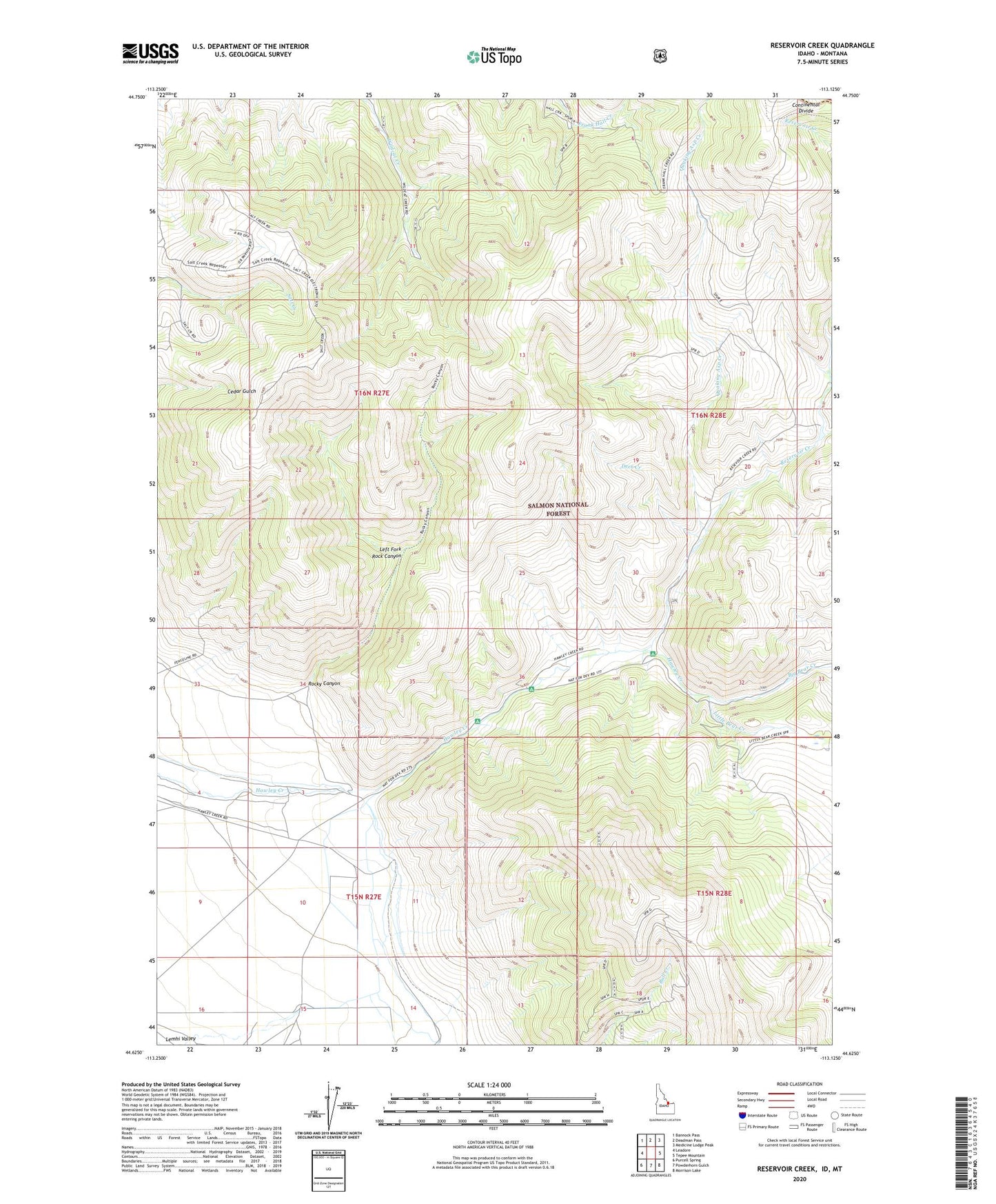 Reservoir Creek Idaho US Topo Map Image