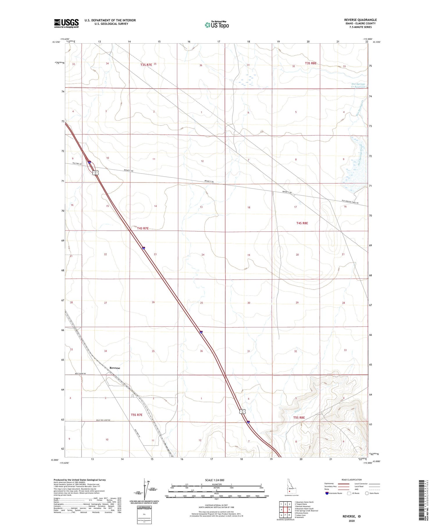 Reverse Idaho US Topo Map Image