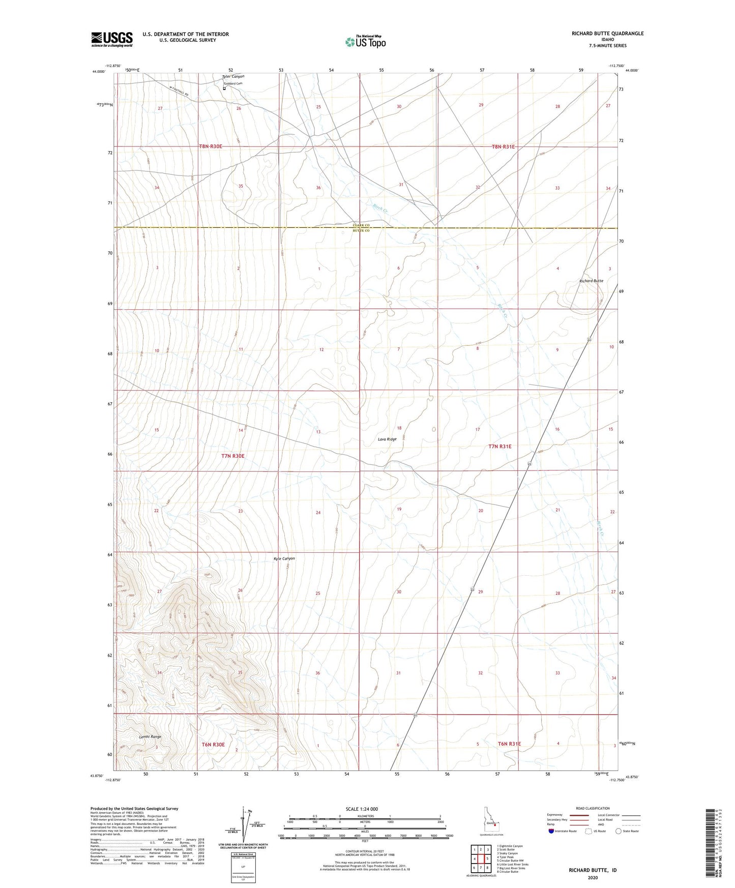 Richard Butte Idaho US Topo Map Image