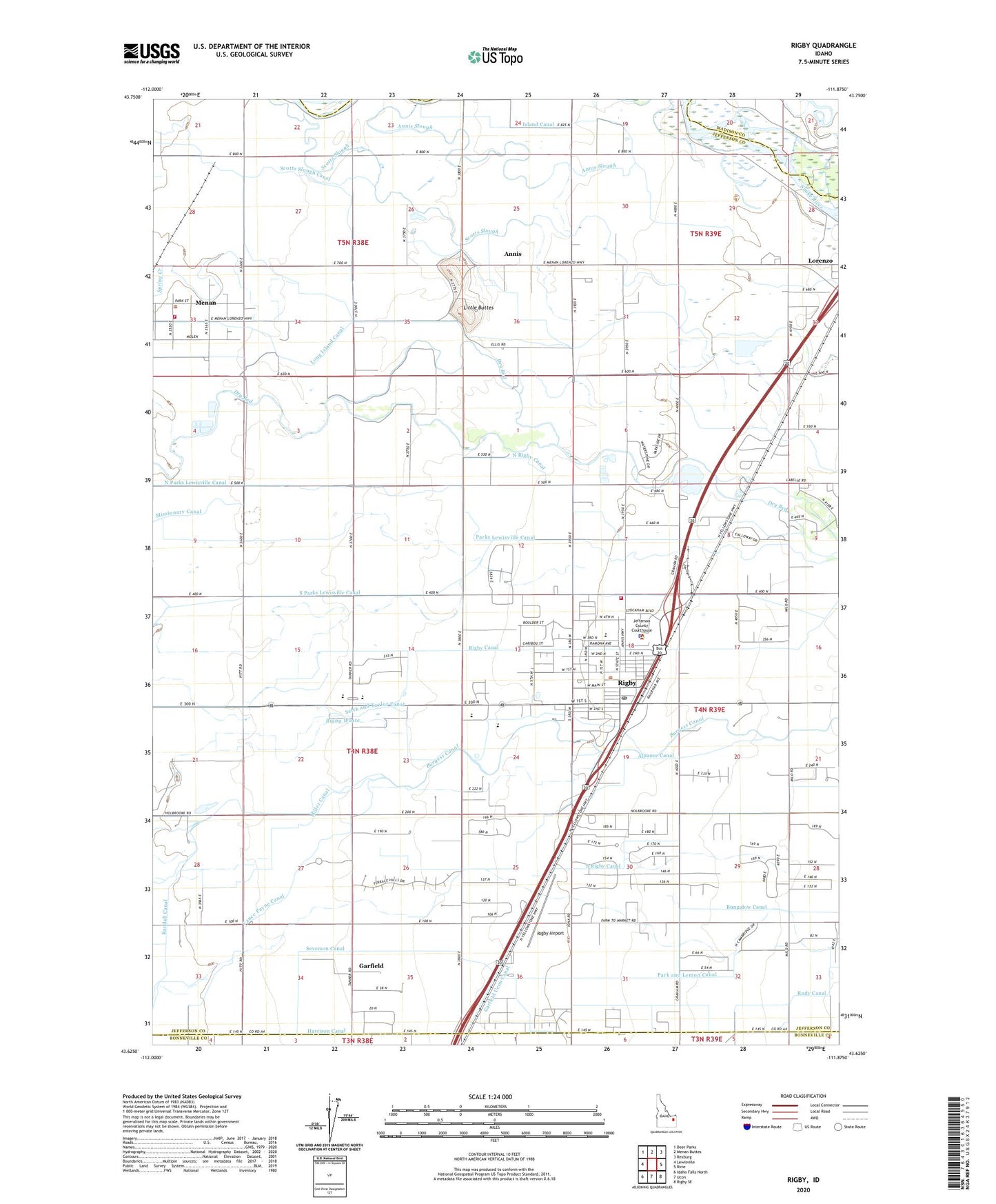 Rigby Idaho US Topo Map Image