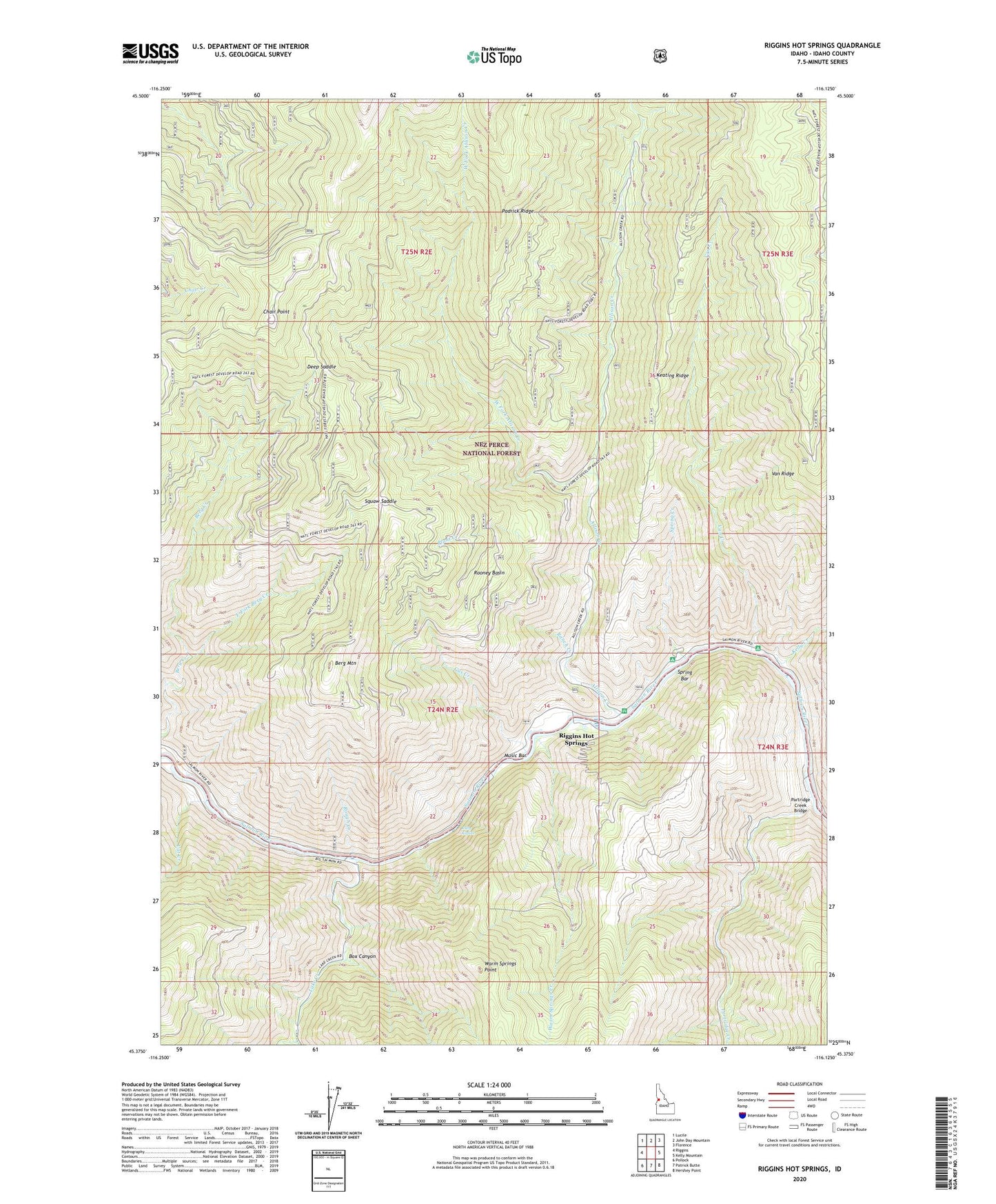 Riggins Hot Springs Idaho US Topo Map Image