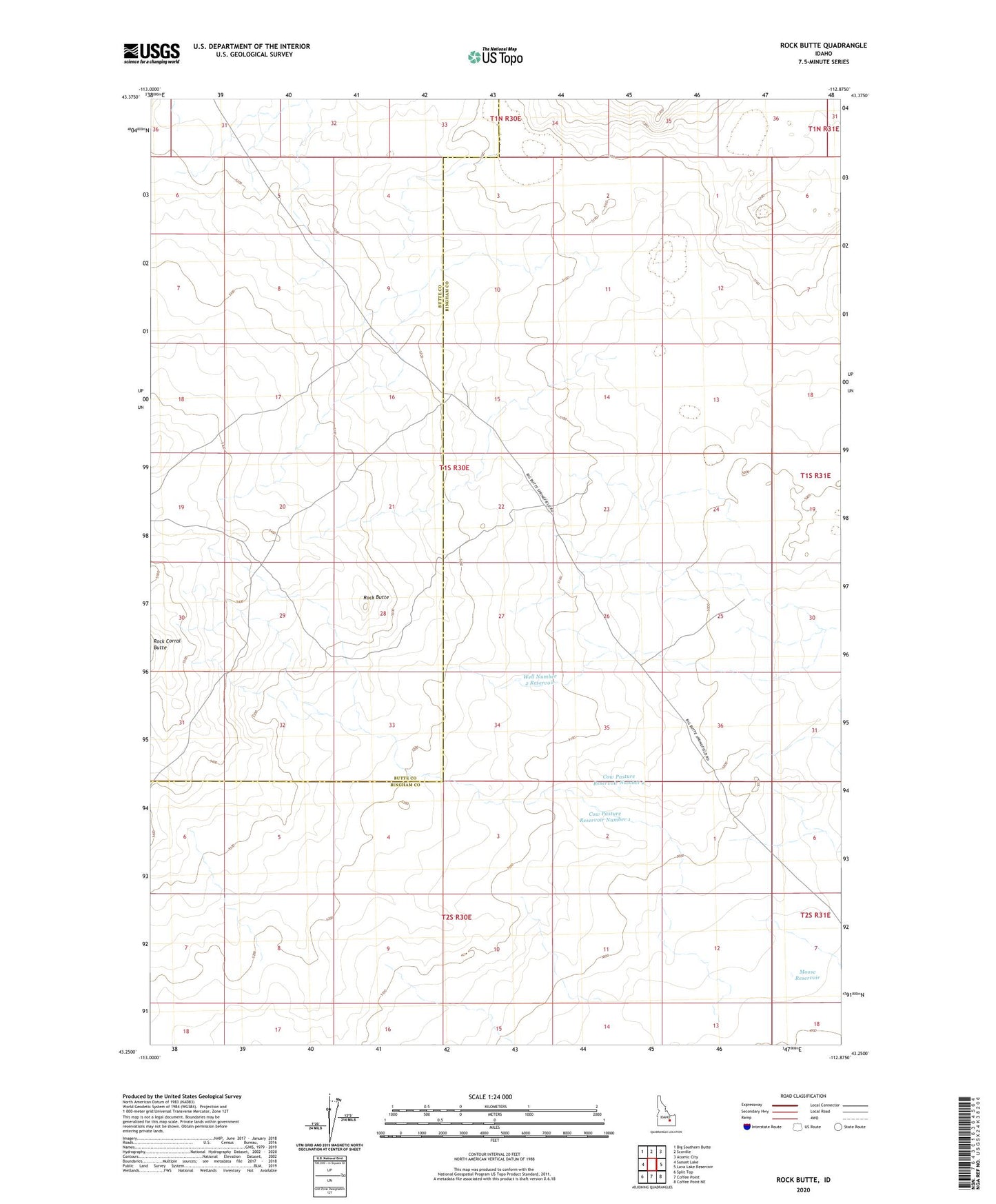 Rock Butte Idaho US Topo Map Image
