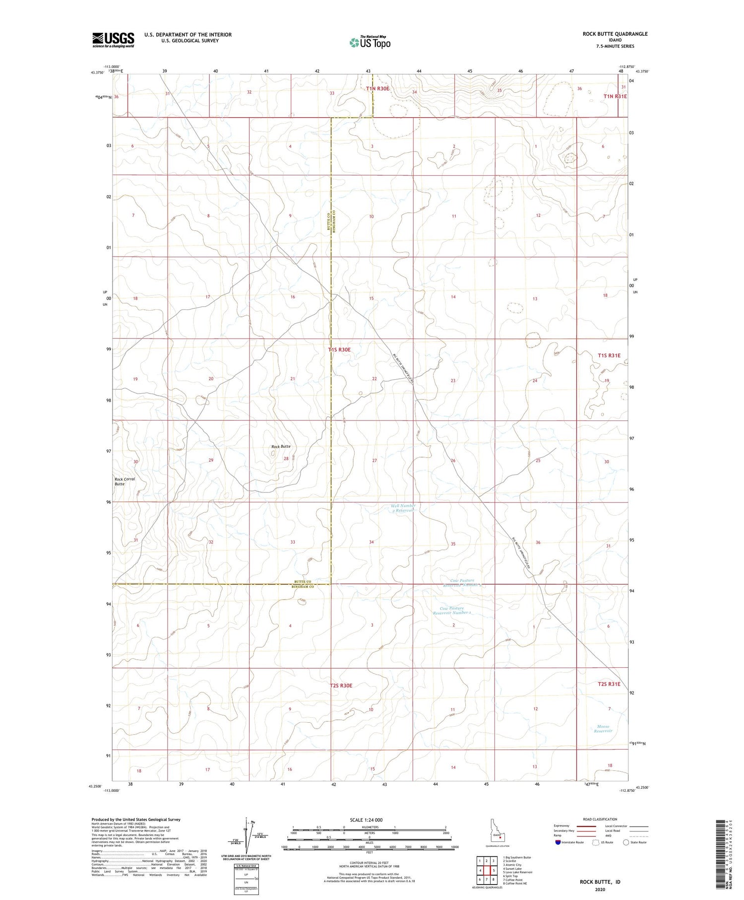 Rock Butte Idaho US Topo Map Image