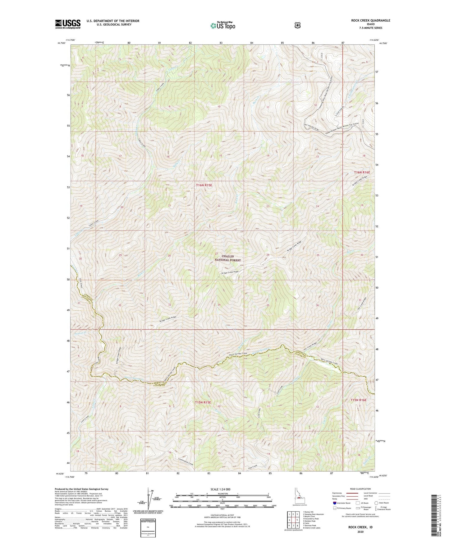 Rock Creek Idaho US Topo Map Image