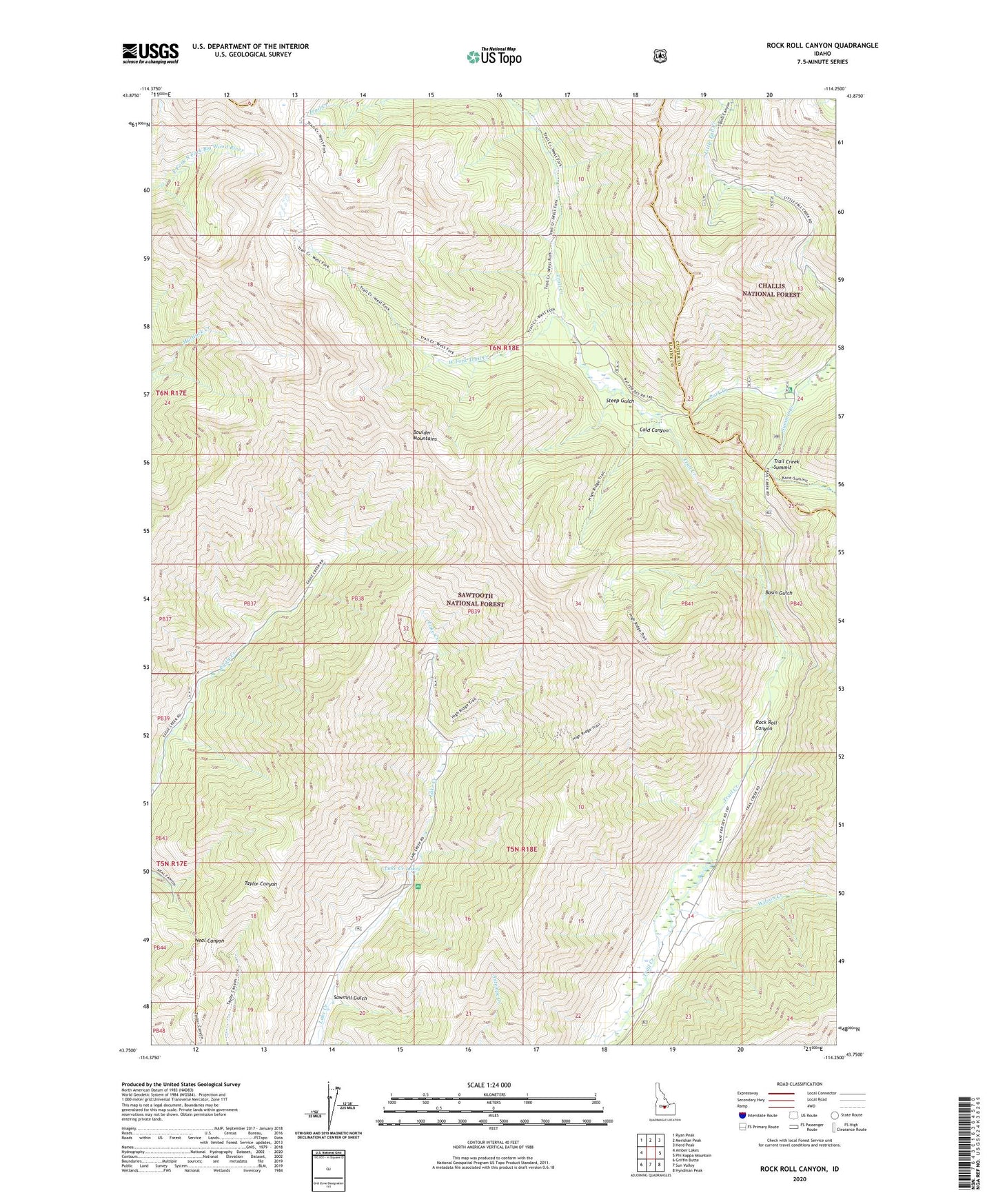 Rock Roll Canyon Idaho US Topo Map Image