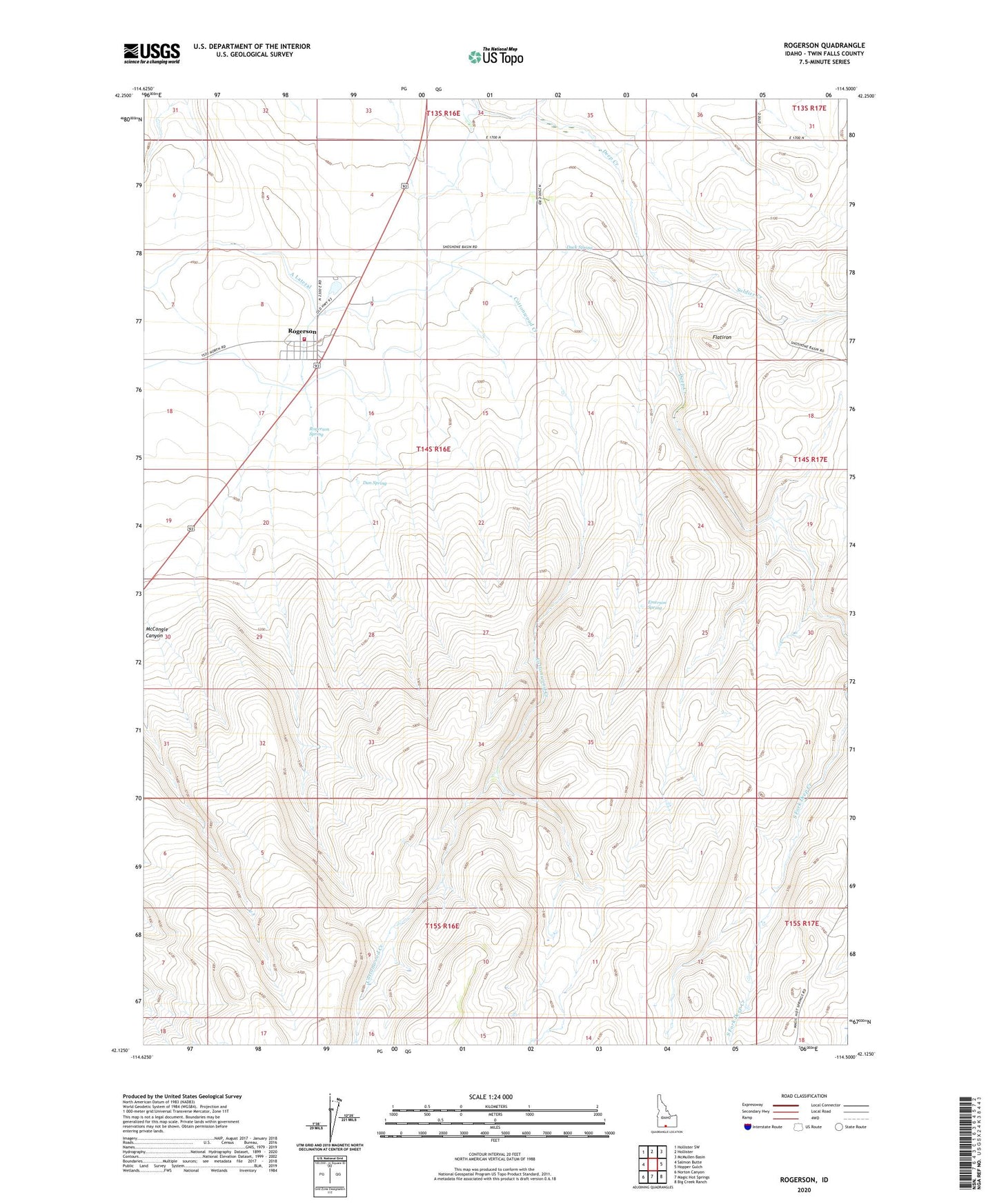 Rogerson Idaho US Topo Map Image