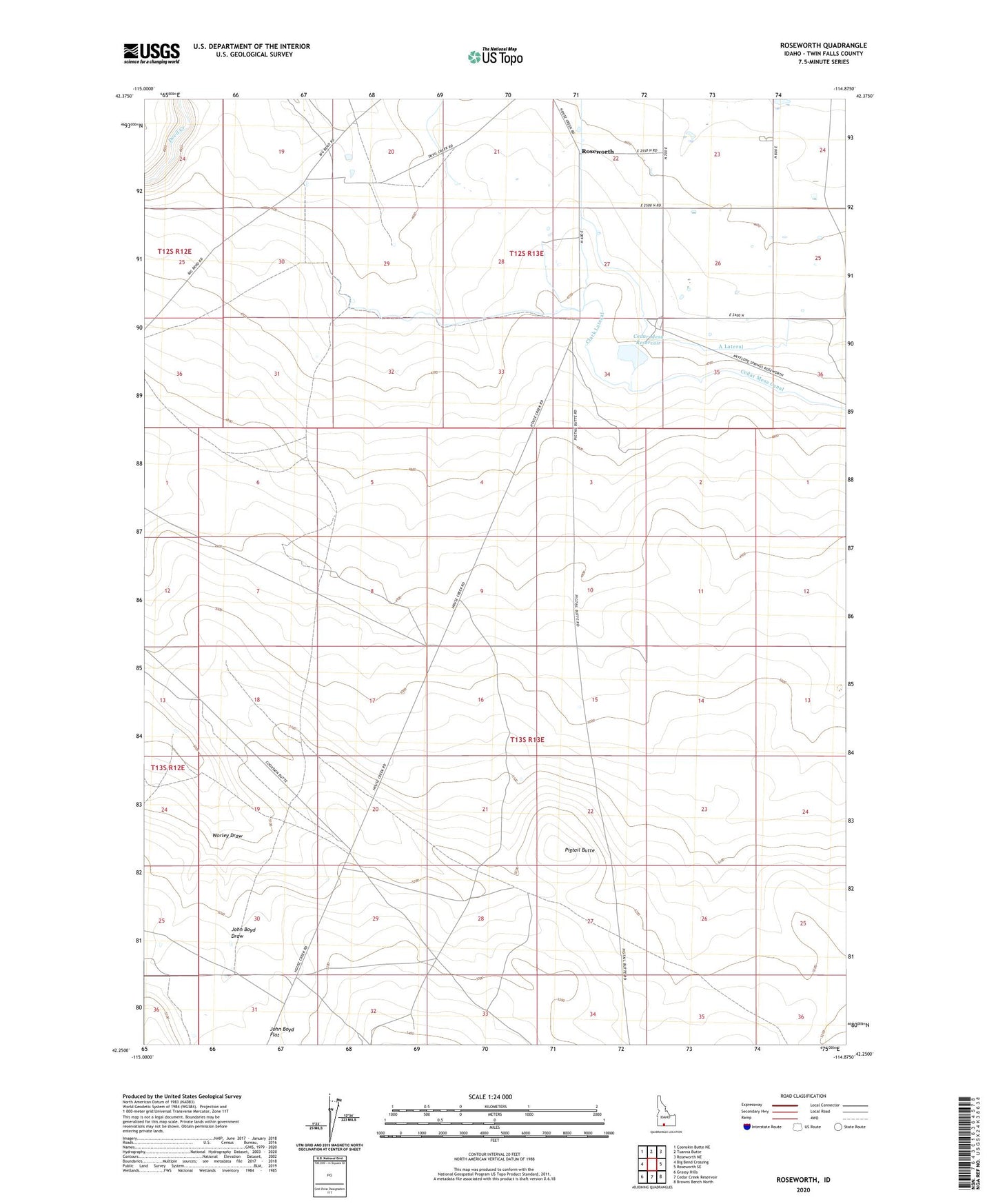 Roseworth Idaho US Topo Map Image