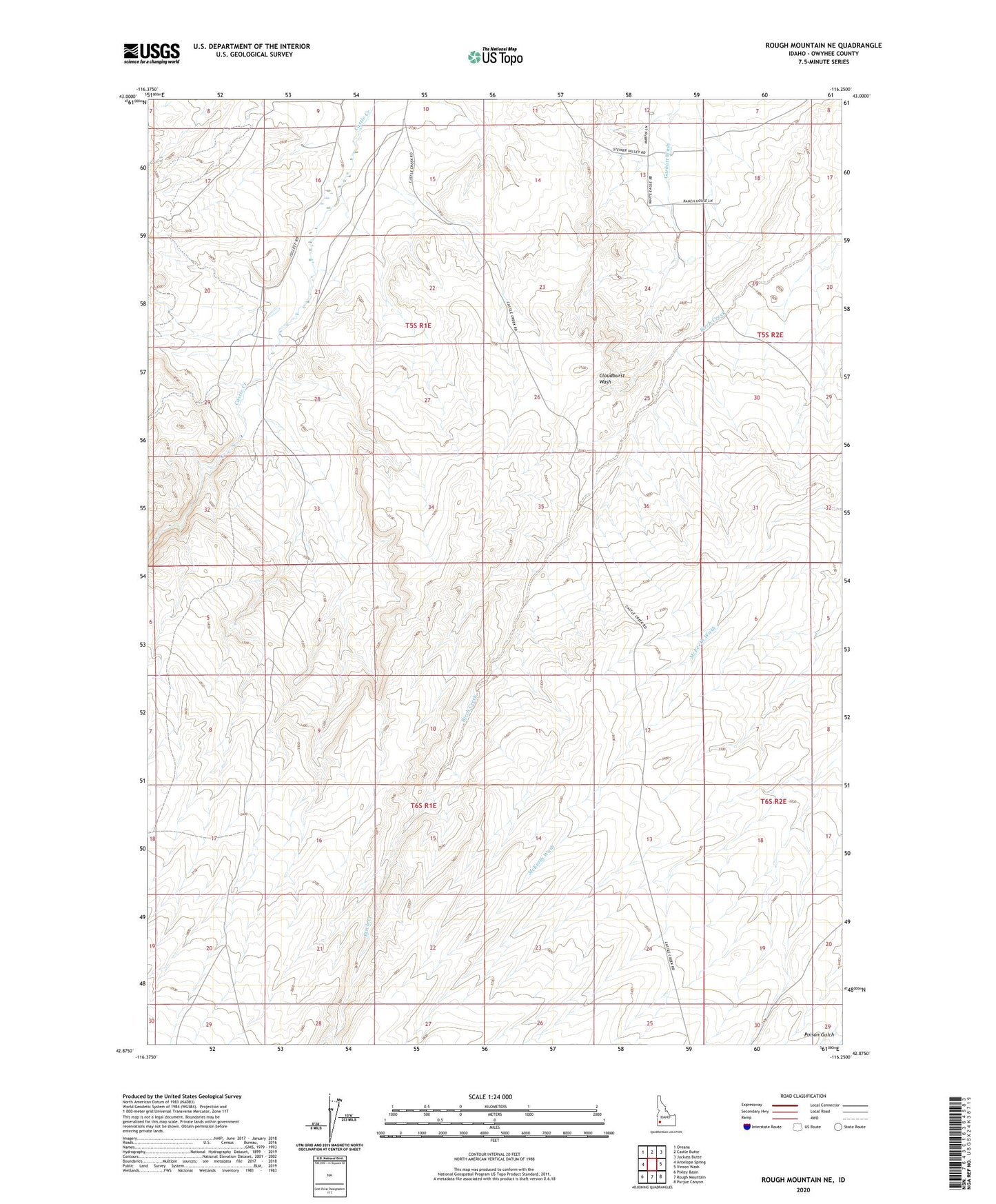 Rough Mountain NE Idaho US Topo Map Image