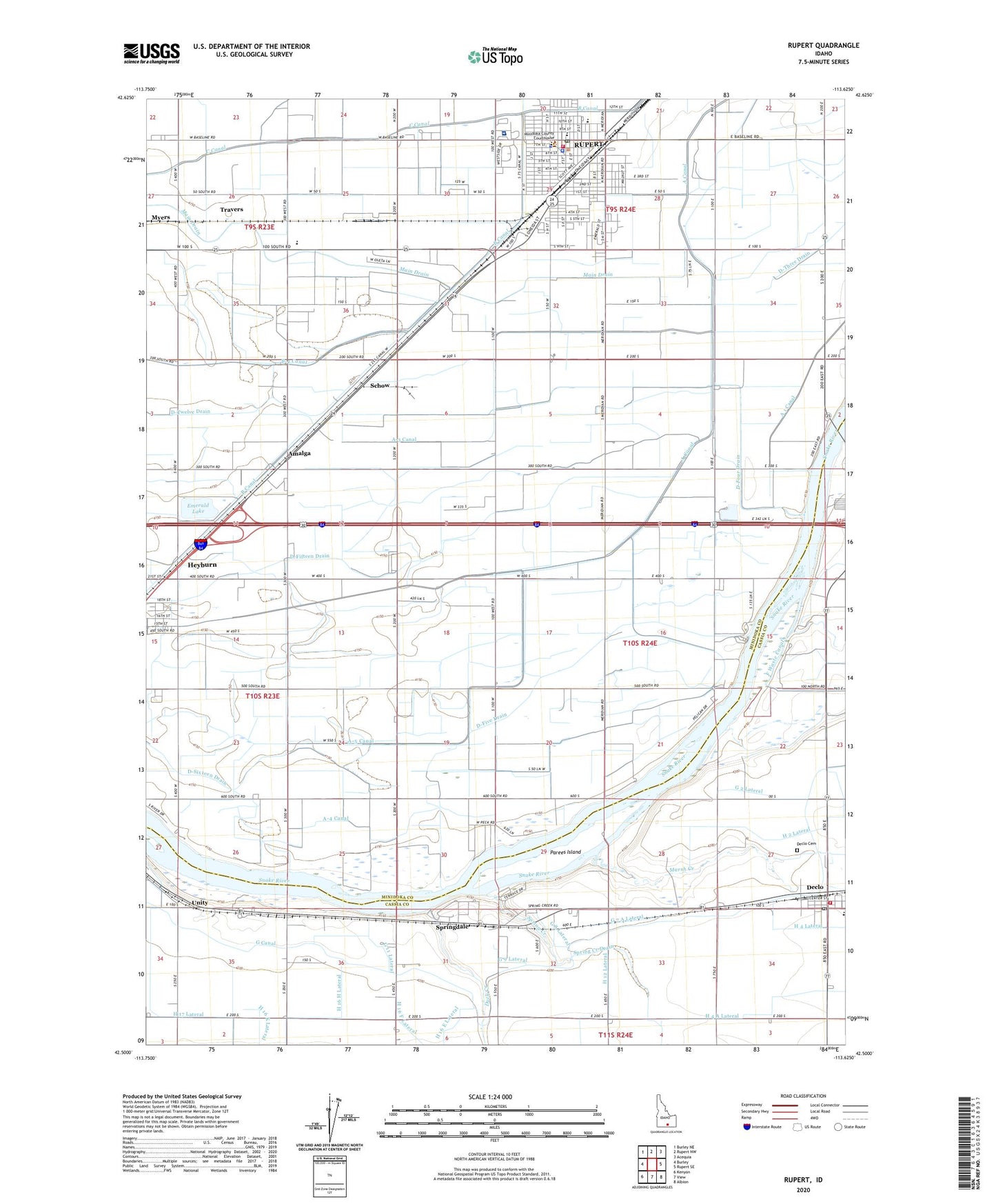 Rupert Idaho US Topo Map Image
