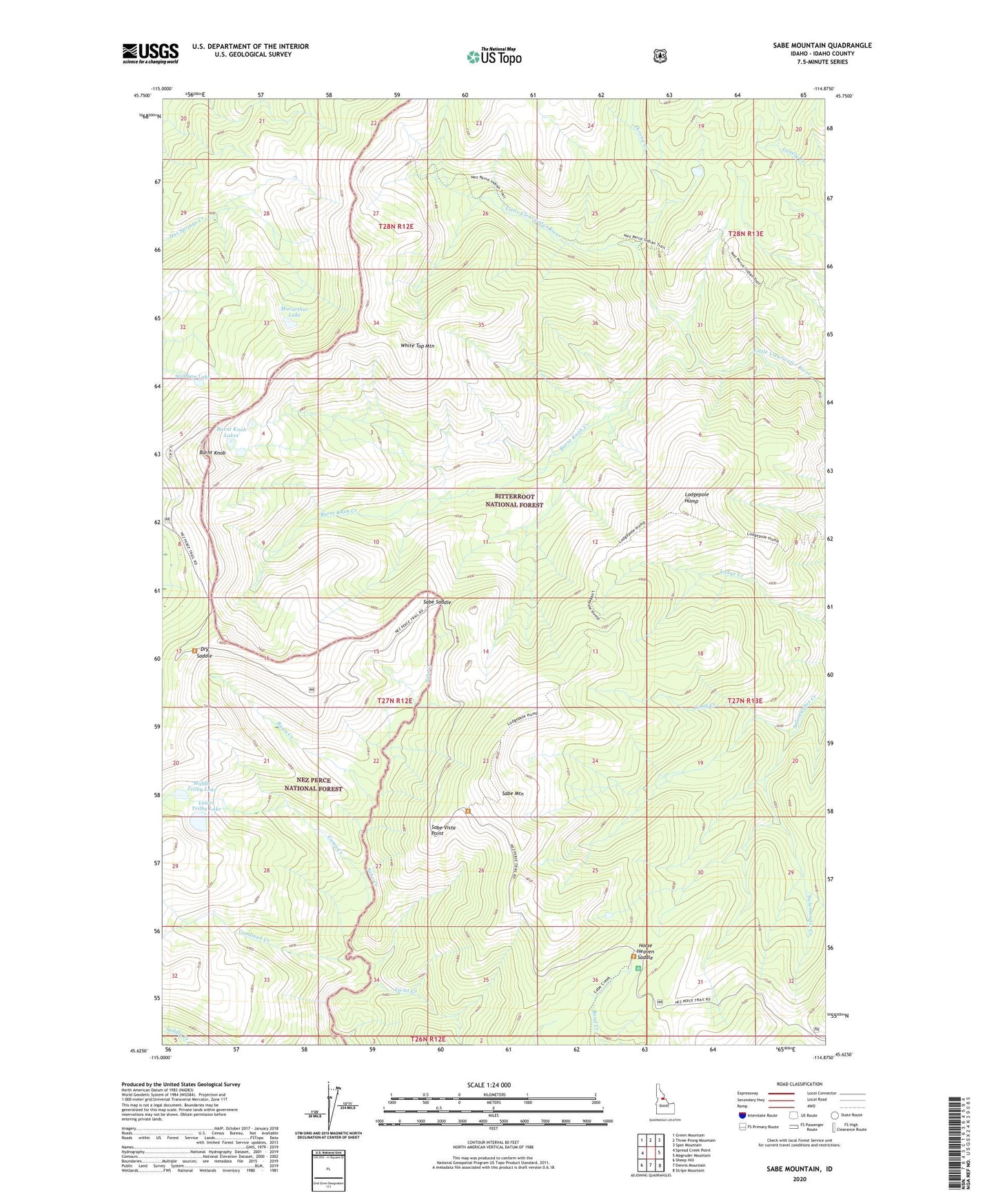 Sabe Mountain Idaho US Topo Map Image