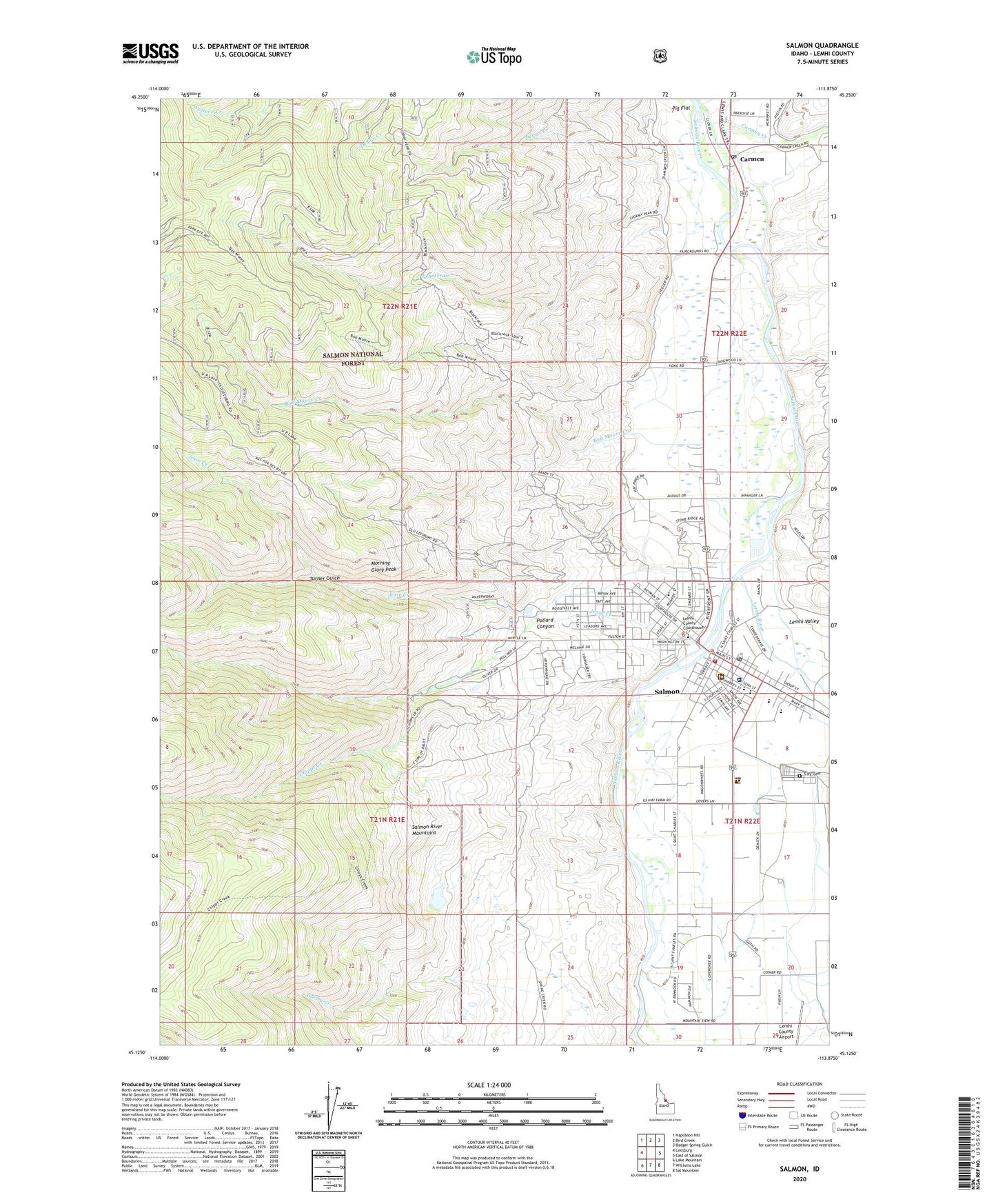 Salmon Idaho US Topo Map Image