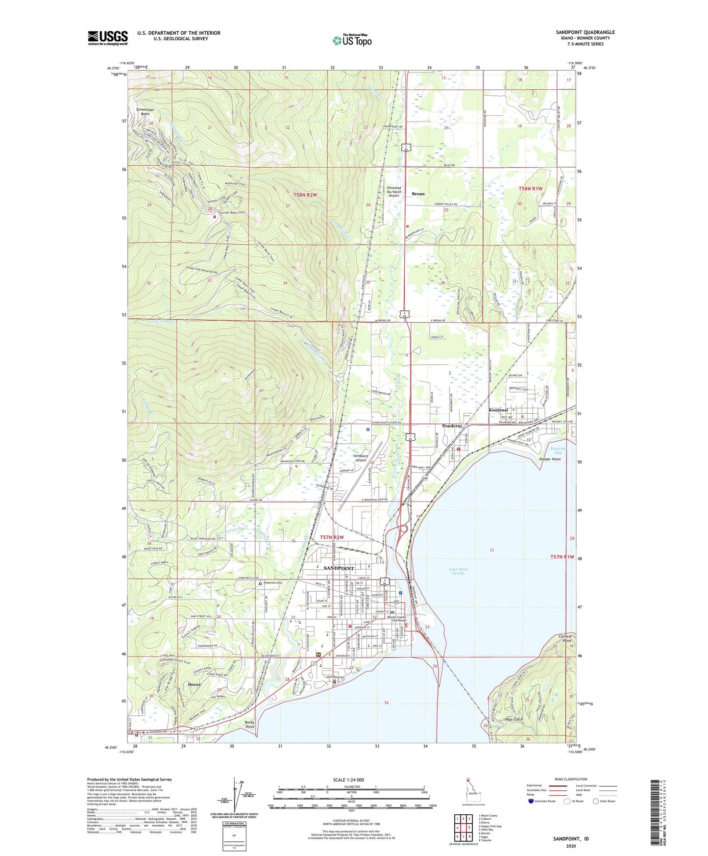Sandpoint Idaho US Topo Map Image