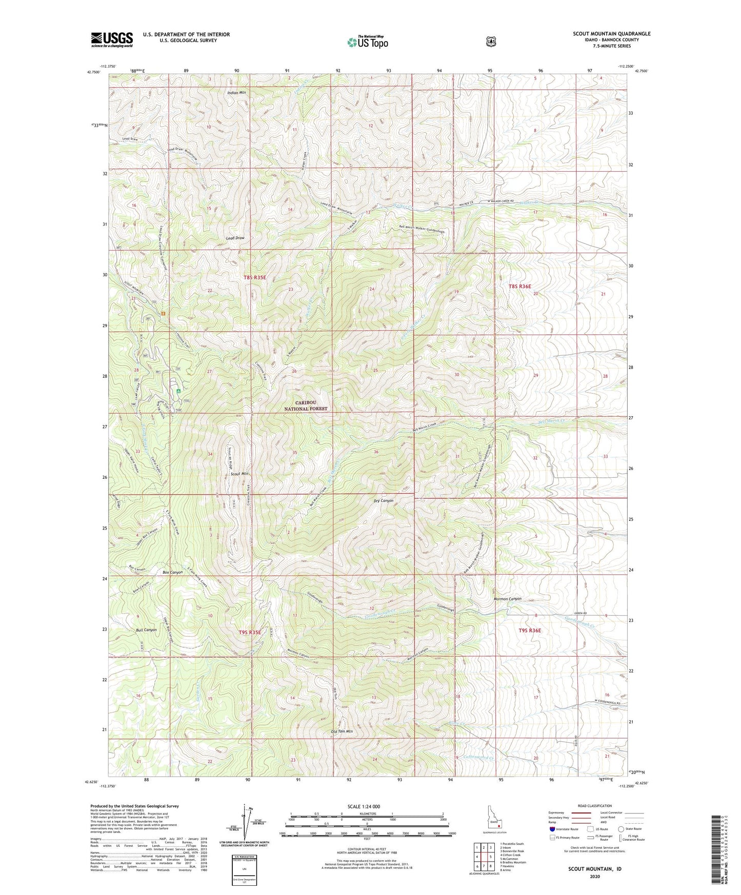 Scout Mountain Idaho US Topo Map Image