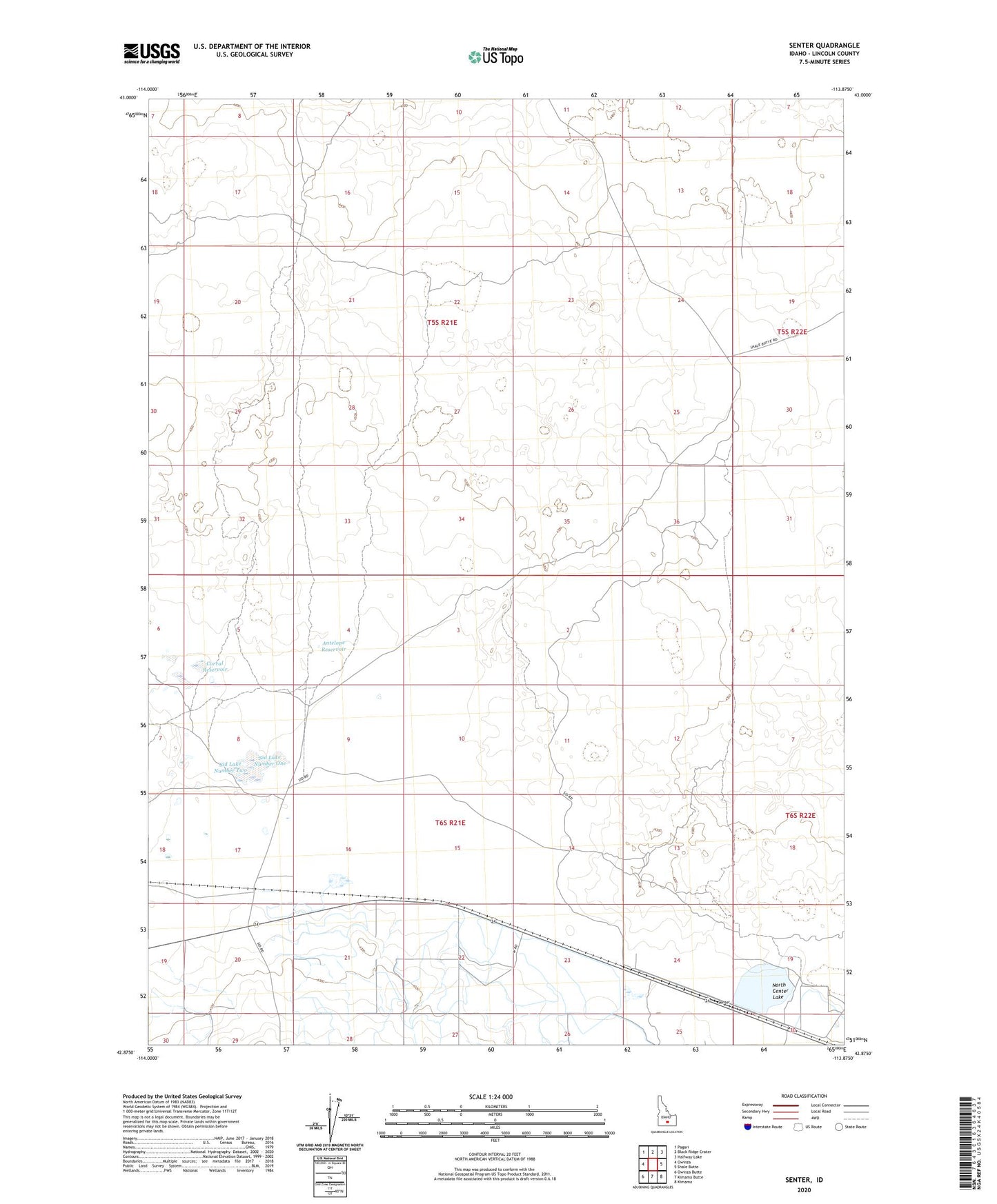 Senter Idaho US Topo Map Image