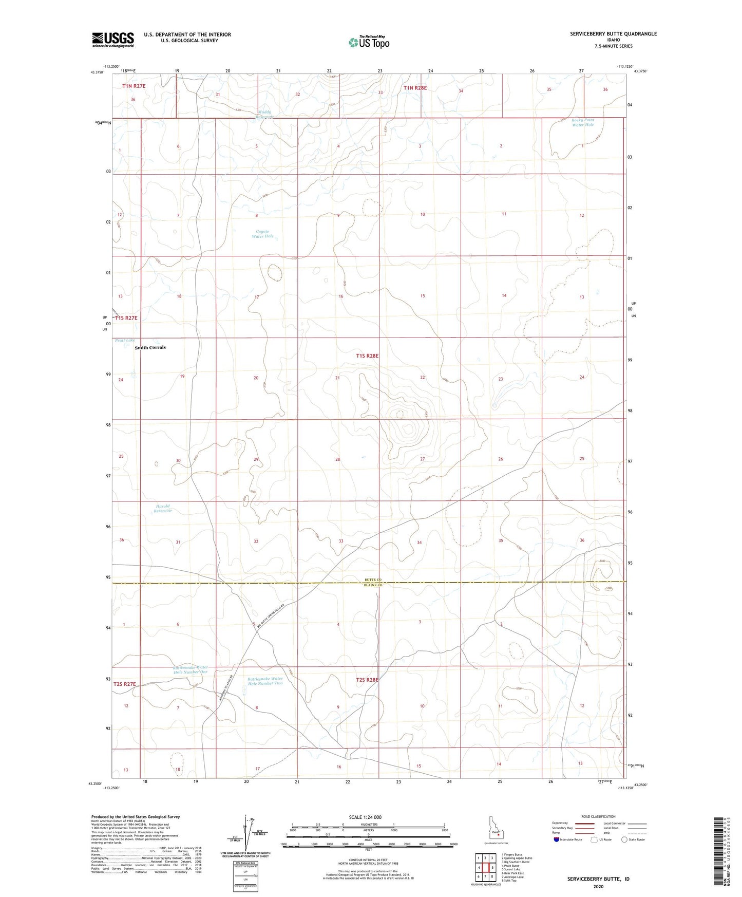 Serviceberry Butte Idaho US Topo Map Image