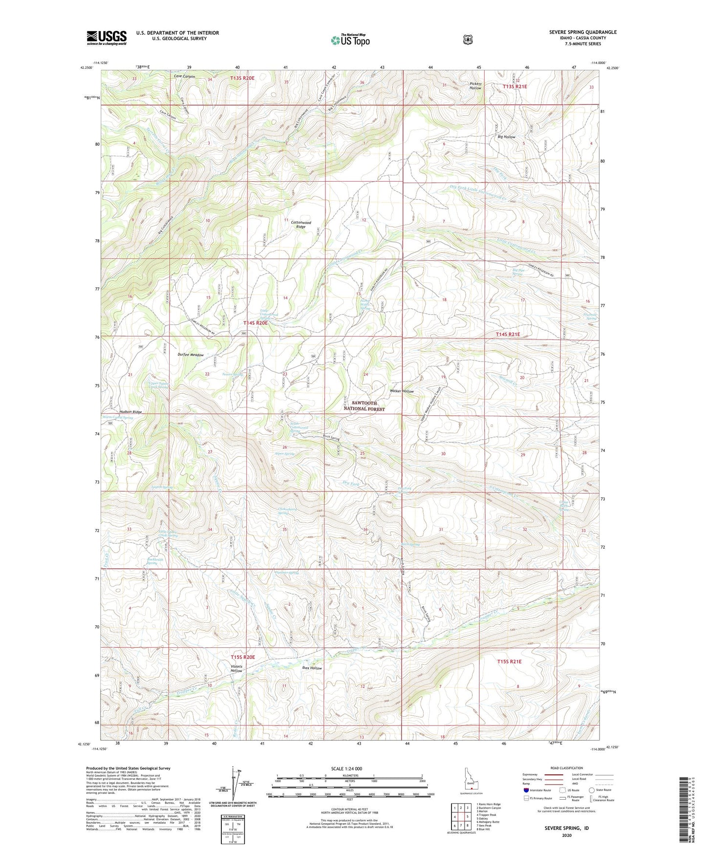 Severe Spring Idaho US Topo Map Image