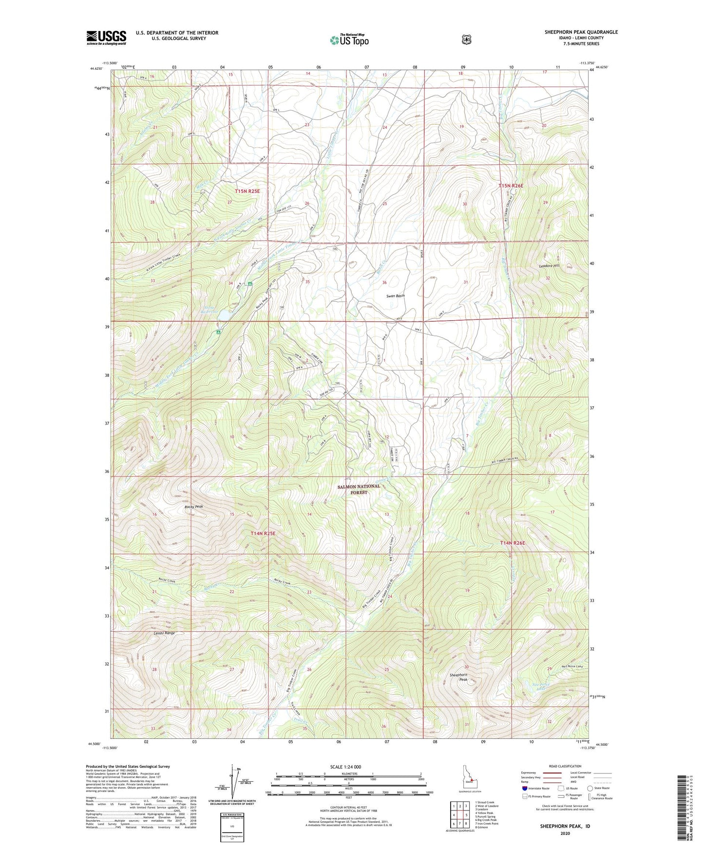 Sheephorn Peak Idaho US Topo Map Image
