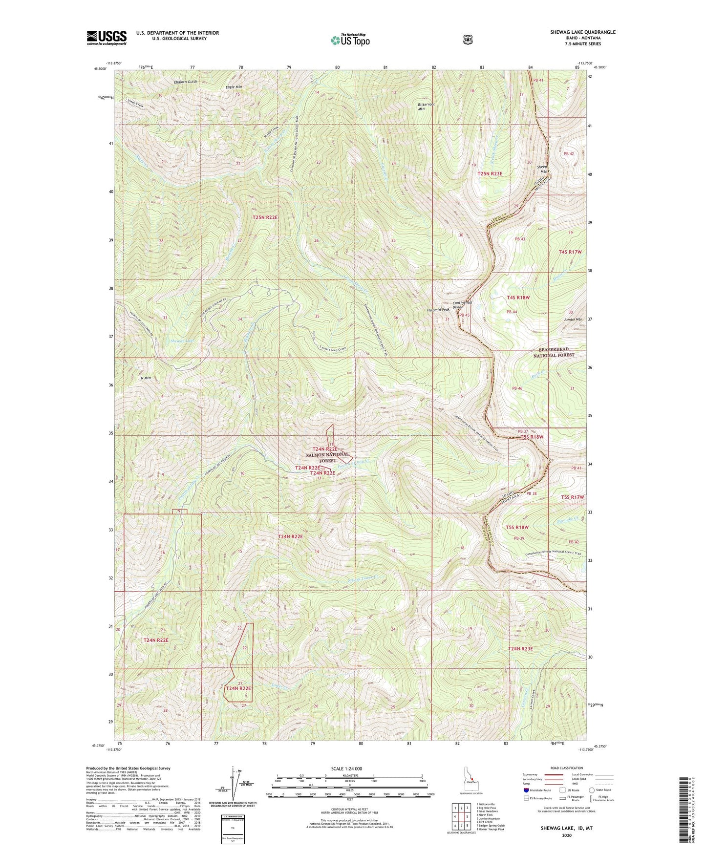 Shewag Lake Idaho US Topo Map Image