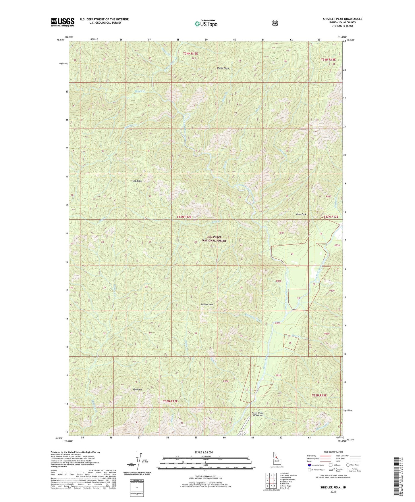 Shissler Peak Idaho US Topo Map Image