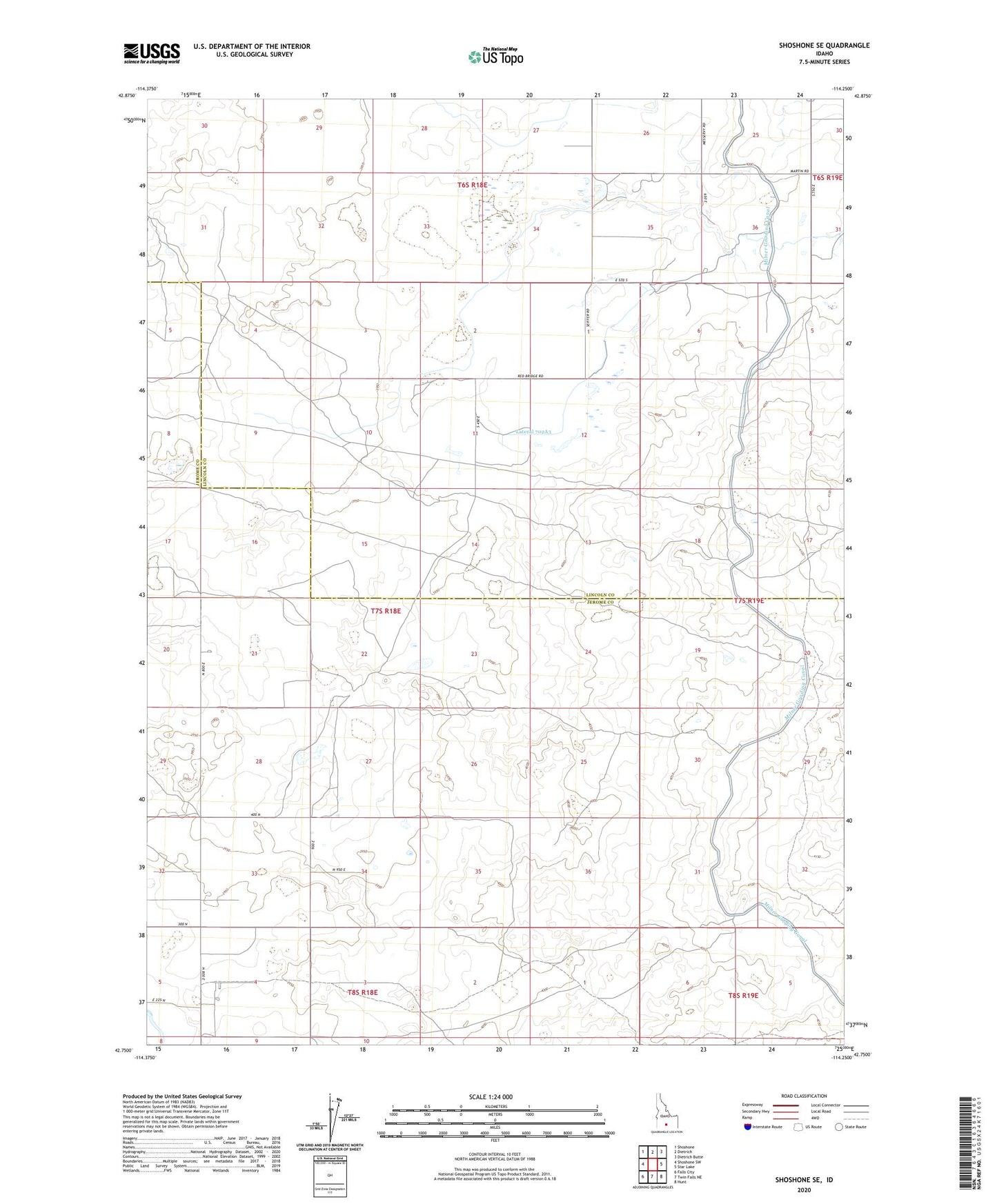 Shoshone SE Idaho US Topo Map Image