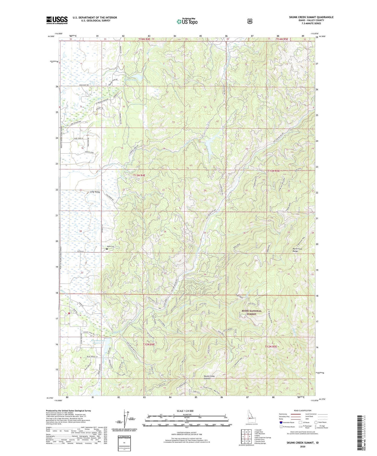 Skunk Creek Summit Idaho US Topo Map Image