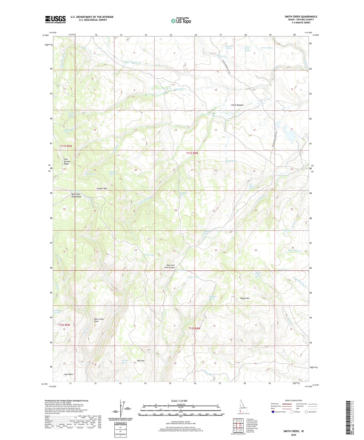 Smith Creek Idaho US Topo Map Image