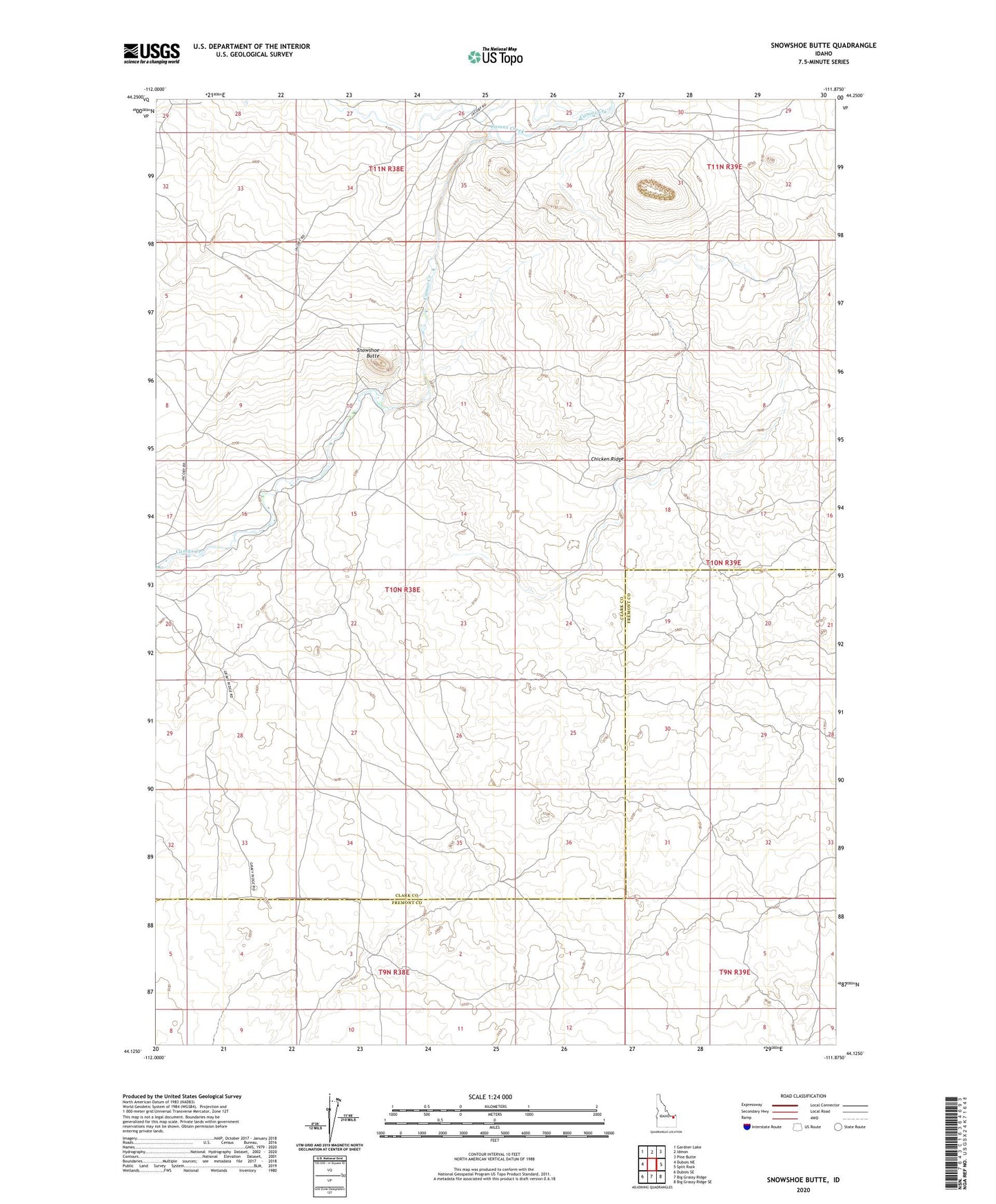 Snowshoe Butte Idaho US Topo Map Image