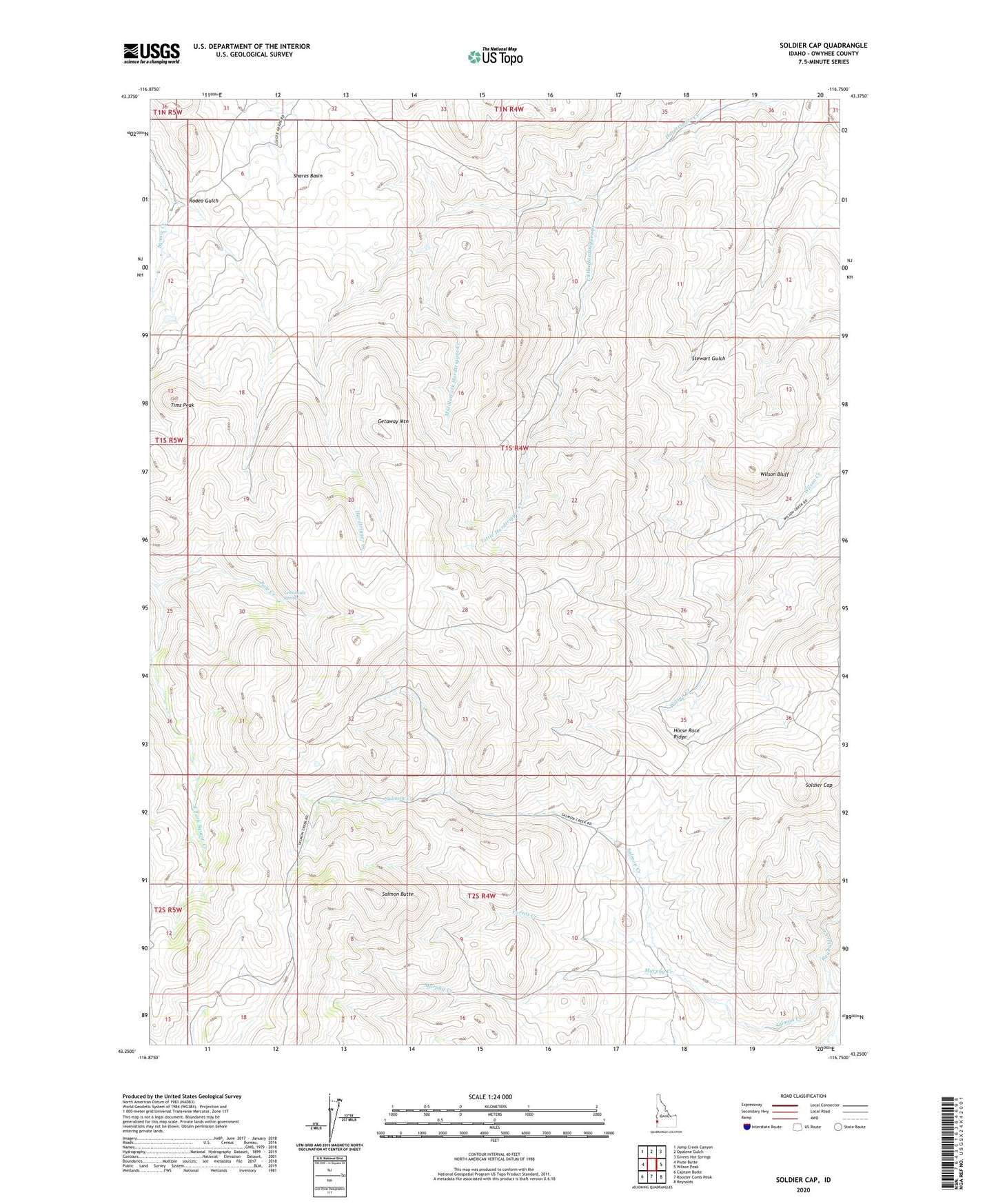 Soldier Cap Idaho US Topo Map Image