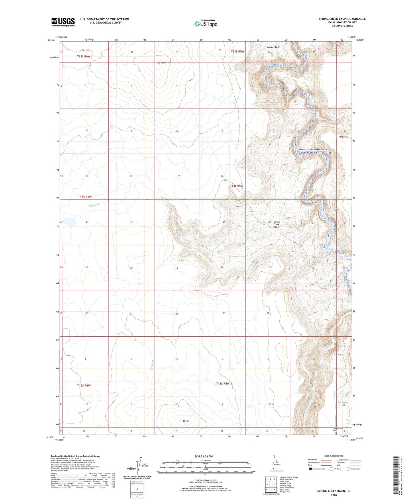 Spring Creek Basin Idaho US Topo Map Image