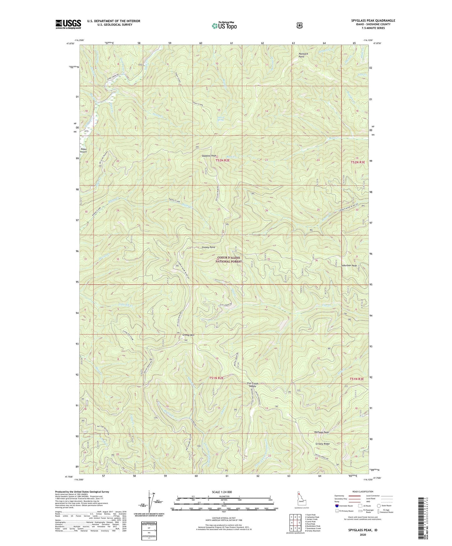 Spyglass Peak Idaho US Topo Map Image