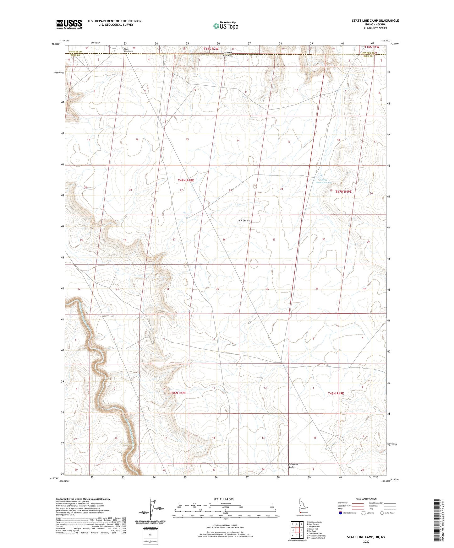 State Line Camp Idaho US Topo Map Image