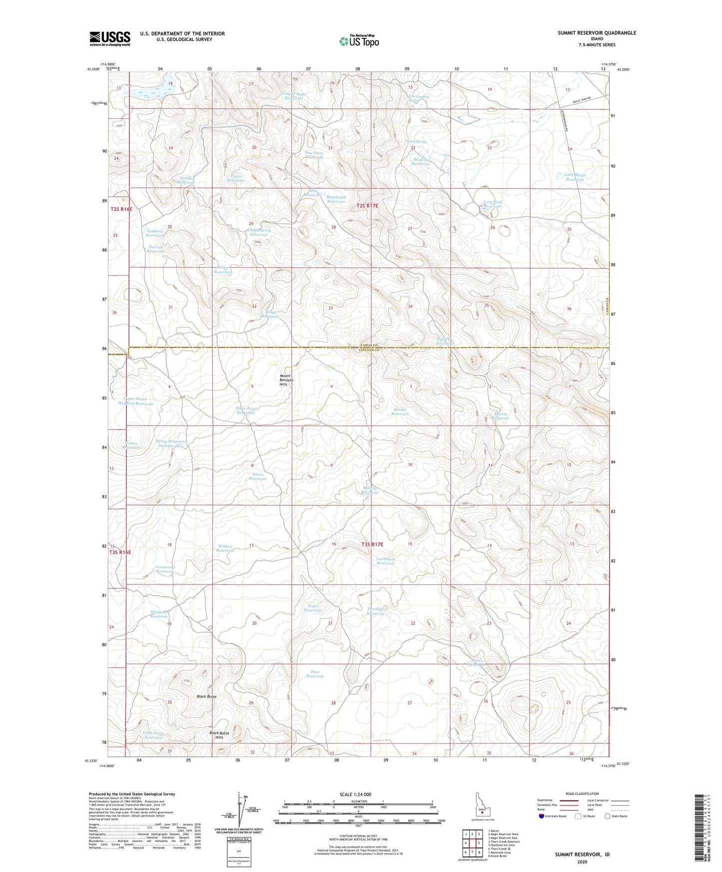 Summit Reservoir Idaho US Topo Map Image