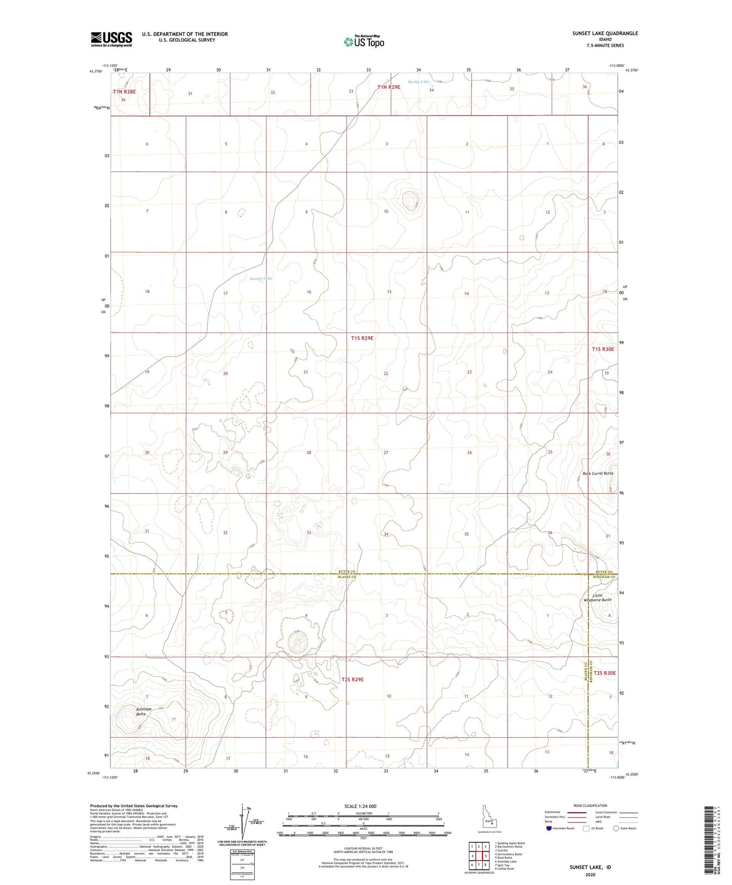 Sunset Lake Idaho US Topo Map Image