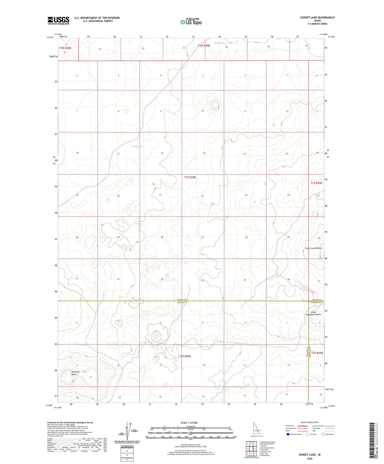 Sunset Lake Idaho US Topo Map Image