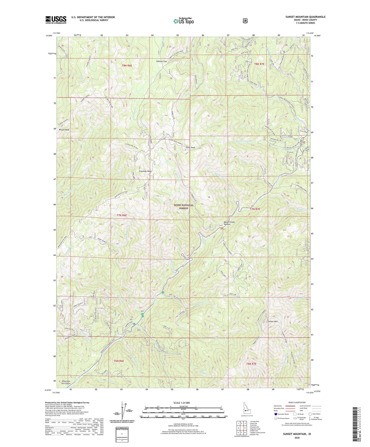 Sunset Mountain Idaho US Topo Map Image