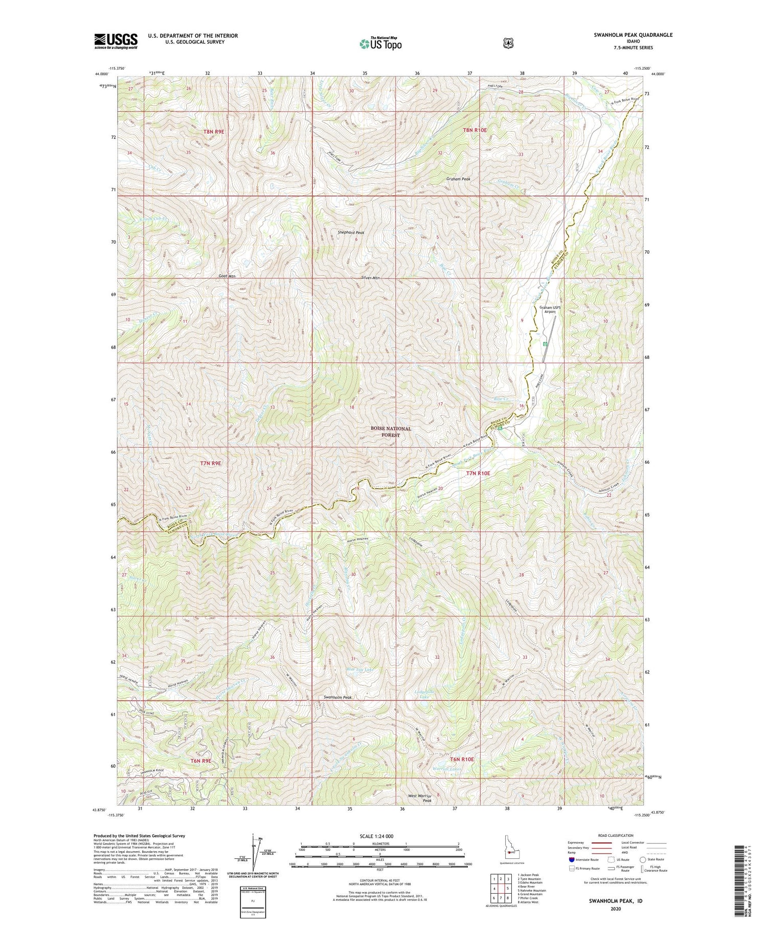 Swanholm Peak Idaho US Topo Map Image